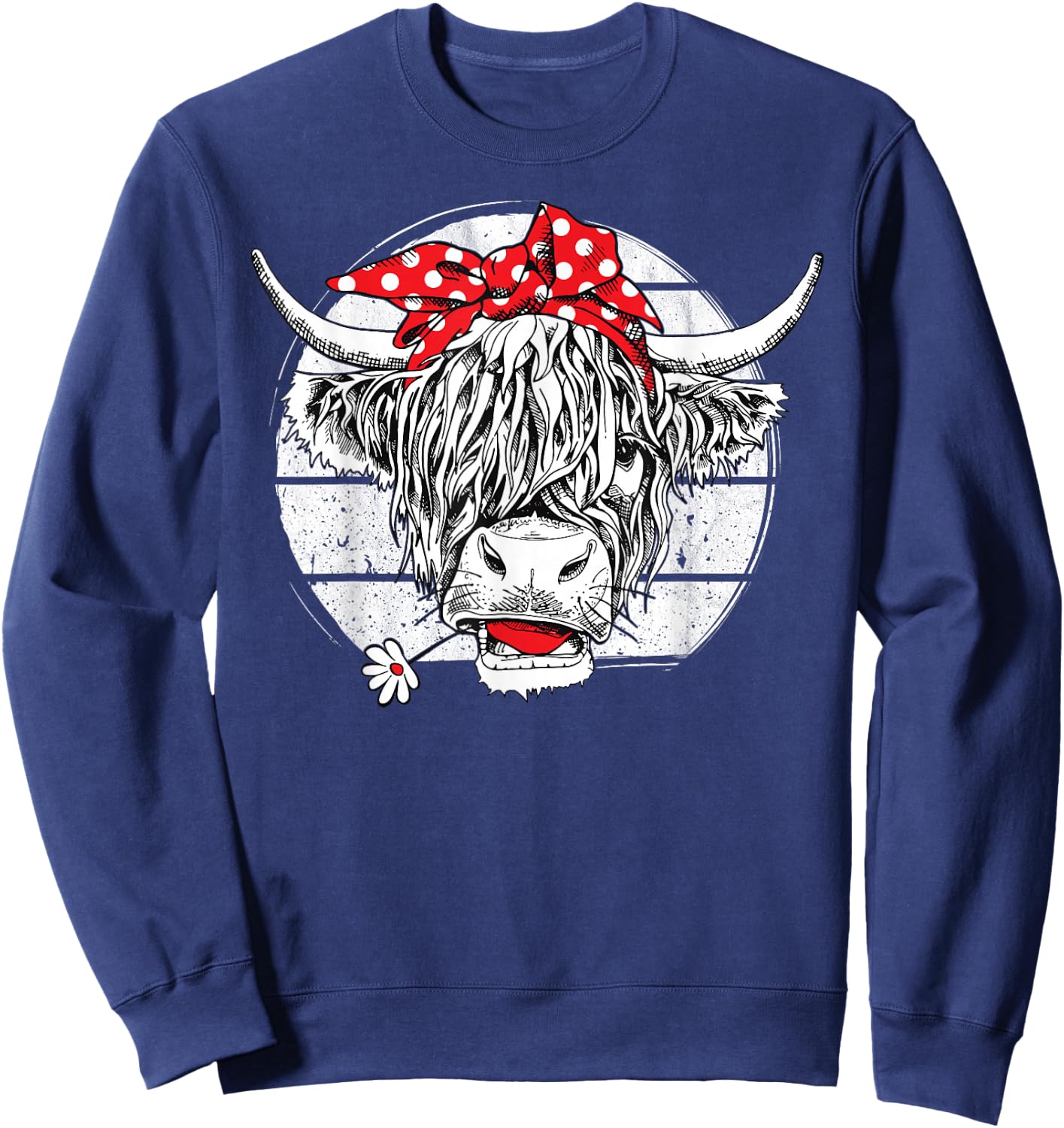 Scottish Highland Cow Cattle Hairy Cow Flowers Woman Sweatshirt - Sweatshirt | Navy