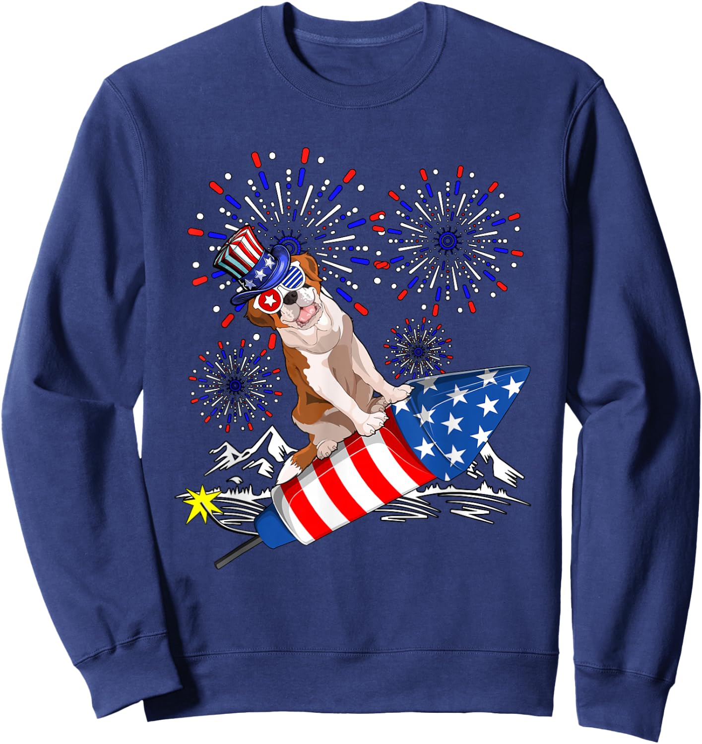 St. Bernard Costume 4th Of July Fireworks Patriotic Lover Sweatshirt - Sweatshirt | Navy