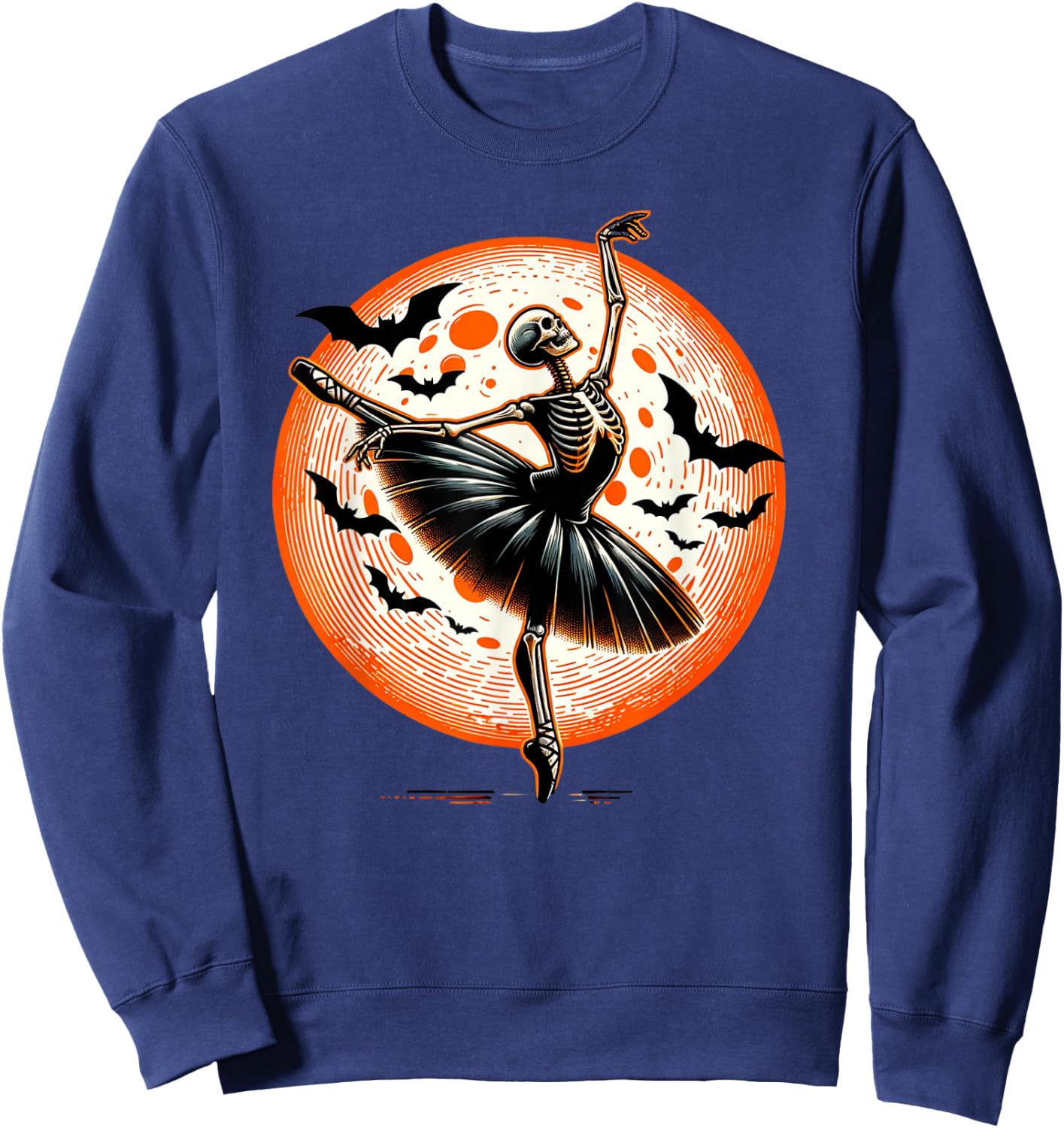 Vintage Dancing Skeleton Ballet Dance Halloween Women Girl Sweatshirt - Sweatshirt | Navy