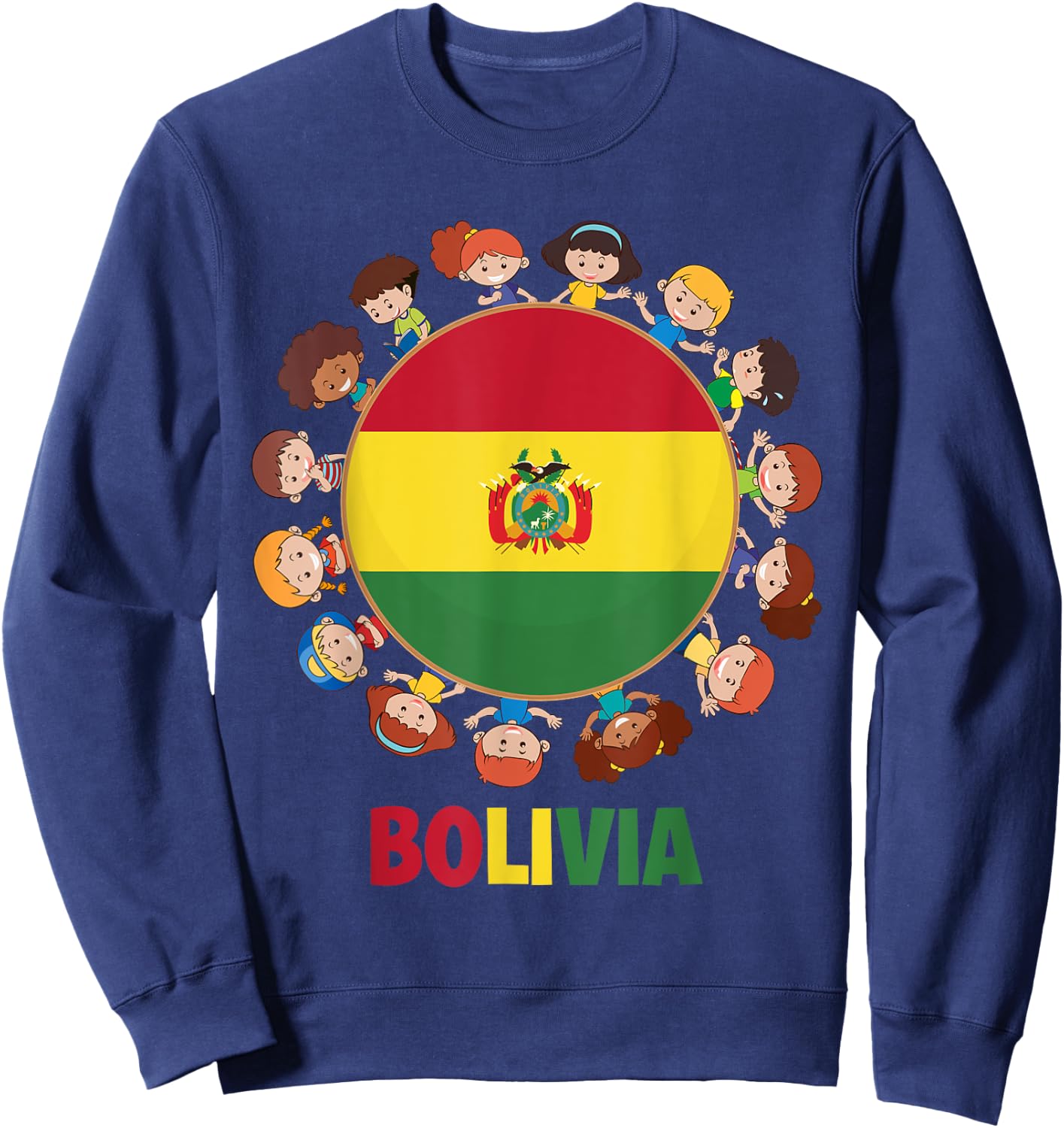 Bolivian Flag Hispanic Heritage Month Bolivia Kids Boy Girls Sweatshirt - Sweatshirt | Navy