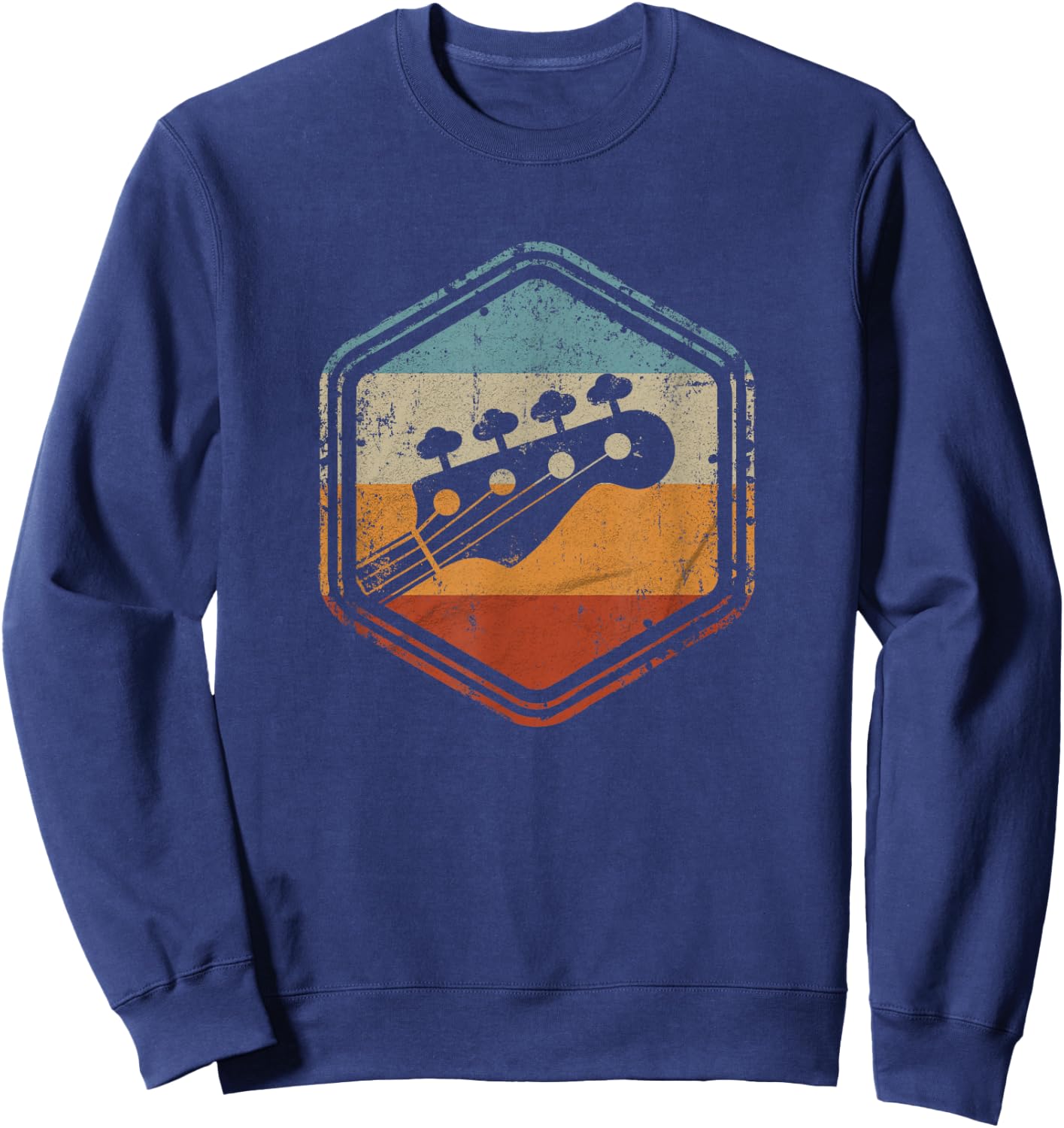 Bass Guitar Vintage Headstock for Bass Player Bassist Sweatshirt - Sweatshirt | Navy