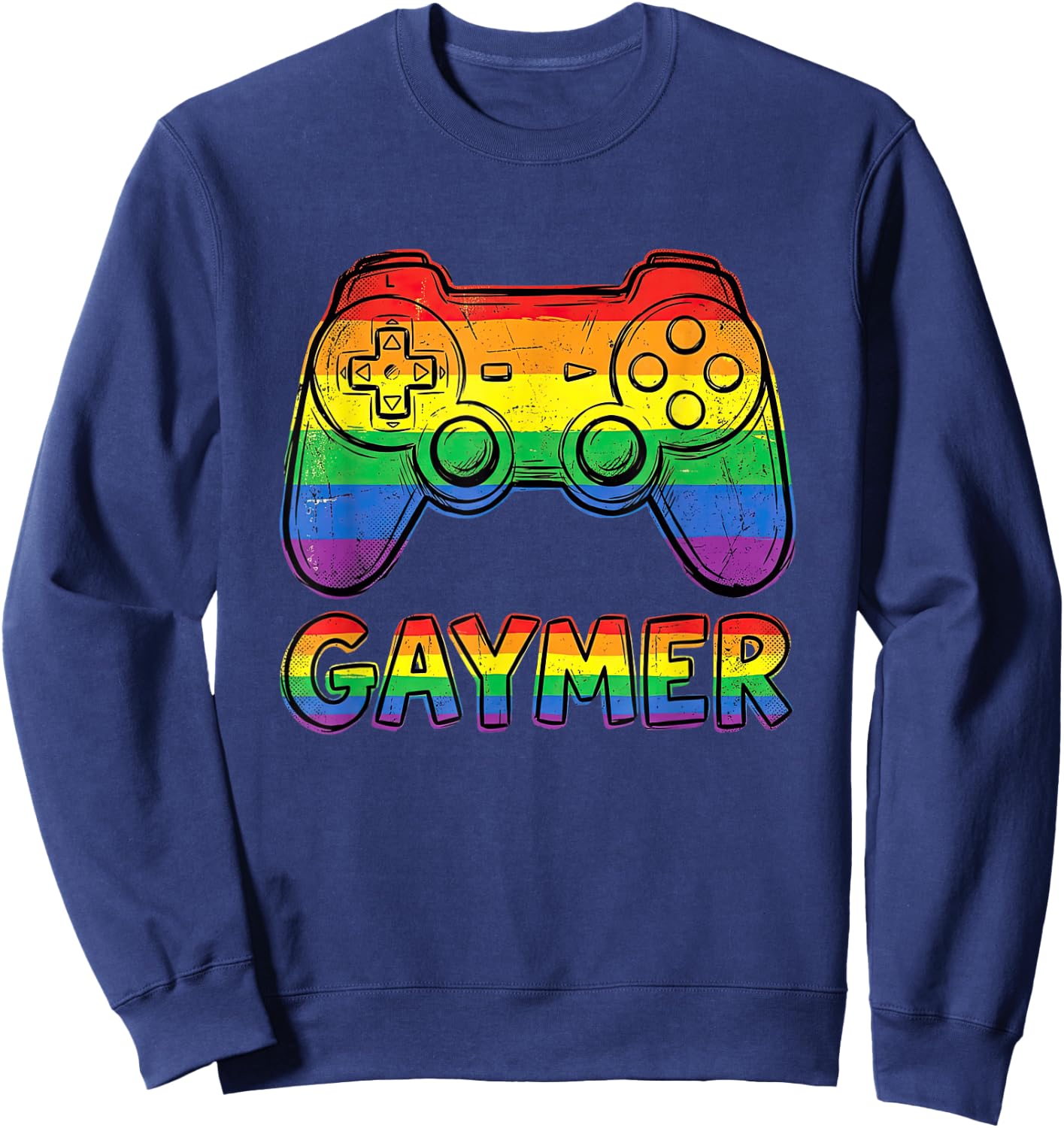 Gaymer Funny Gay Gamer Rainbow LGBTQ Pride Month Video Games Sweatshirt - Sweatshirt | Navy
