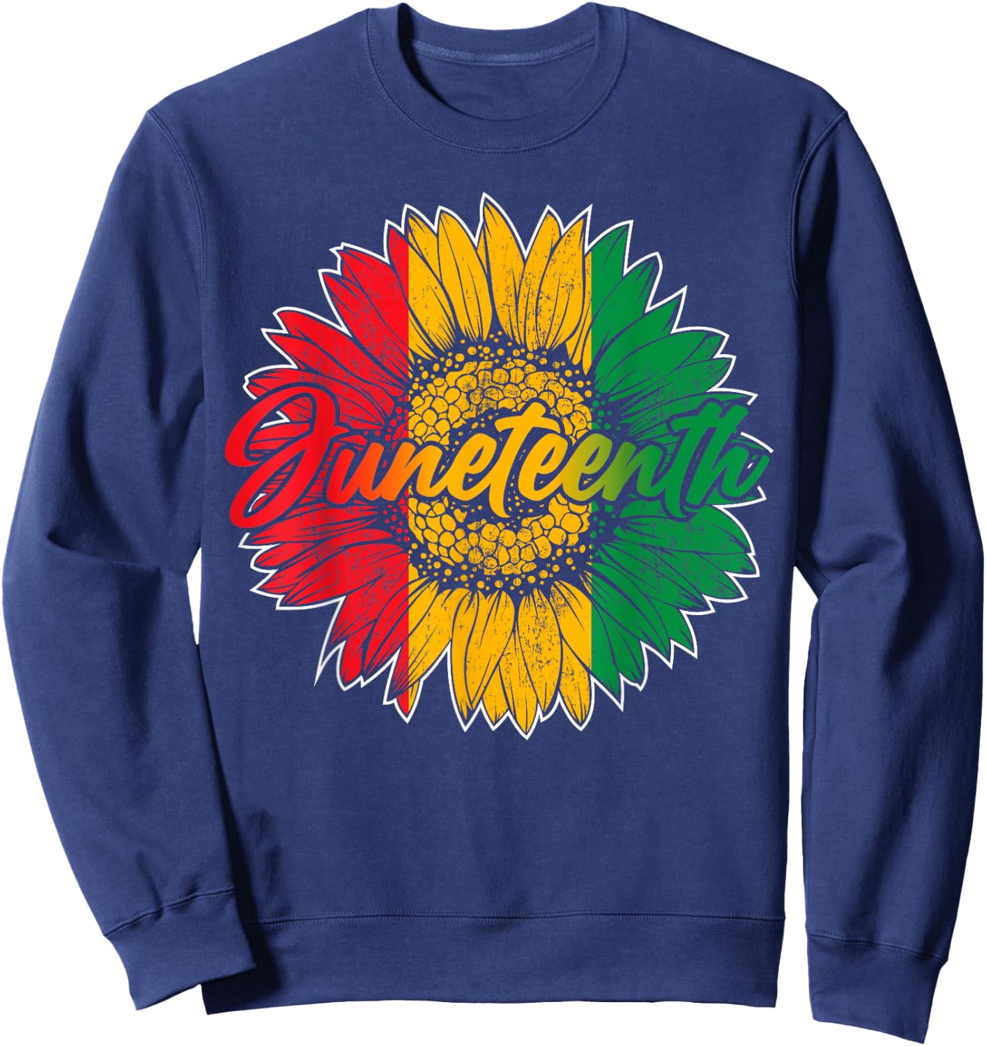 Juneteenth Sunflower African American Women Men Juneteenth Sweatshirt - Sweatshirt | Navy
