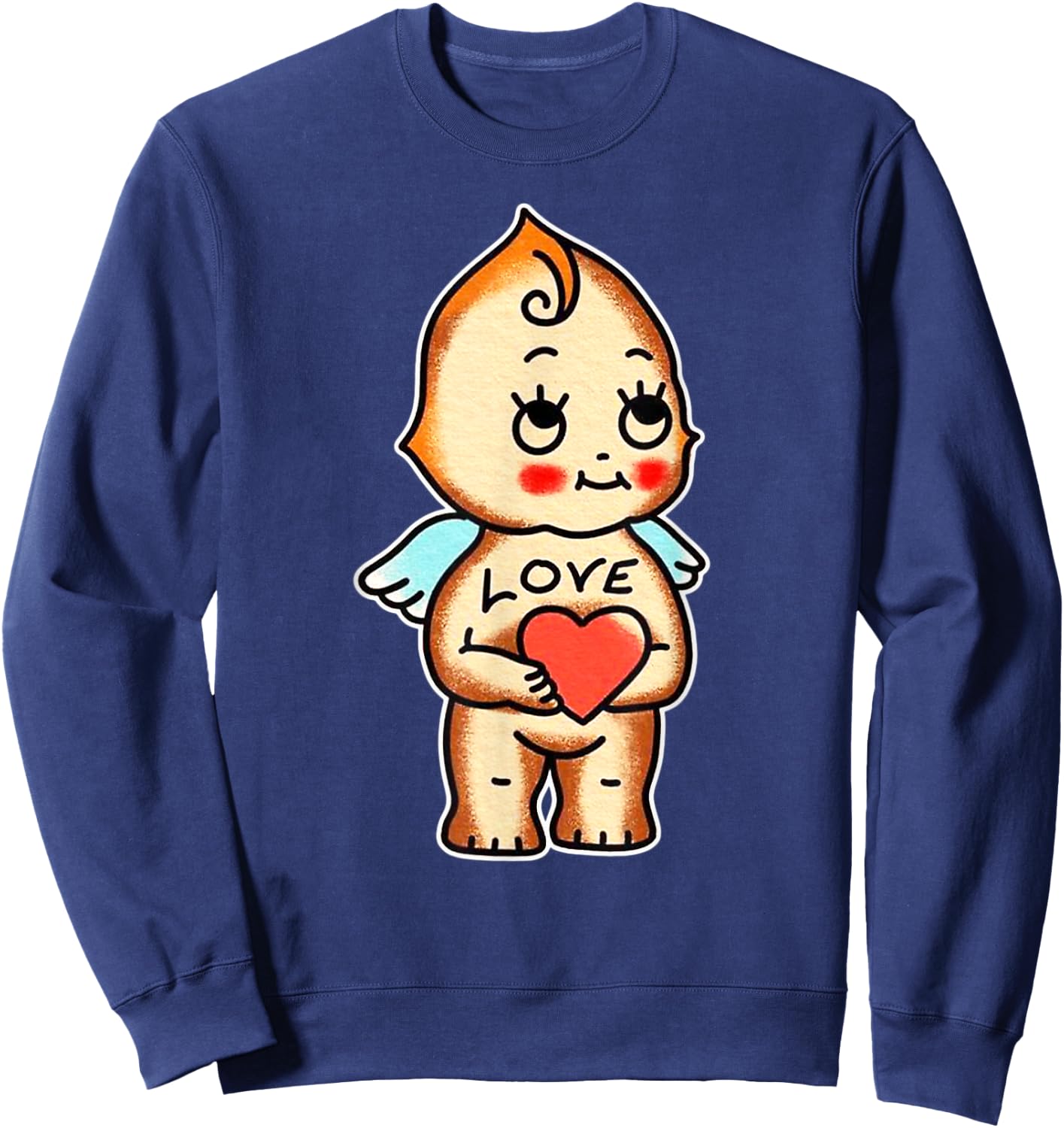 Urban Empyre Kewpie Baby Angel Cherub Cupid Love Traditional Tattoo Flash , Small Sweatshirt - Sweatshirt | Navy