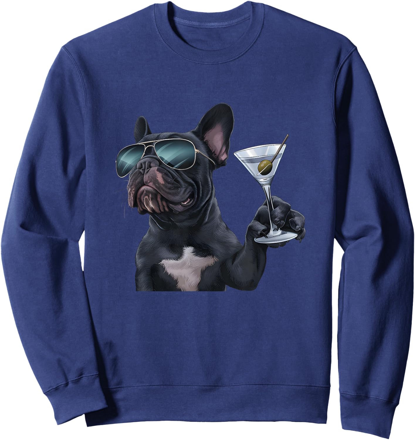 French Bulldog Drinking Martini Sweatshirt - Sweatshirt | Navy