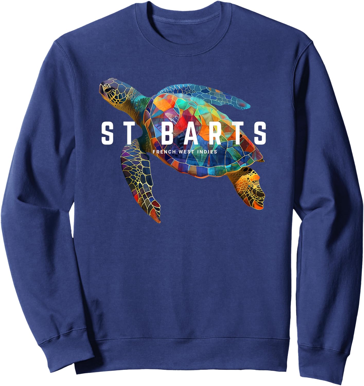 St Barts Caribbean Vintage St. Barths Ocean Sea Turtle Sweatshirt - Sweatshirt | Navy