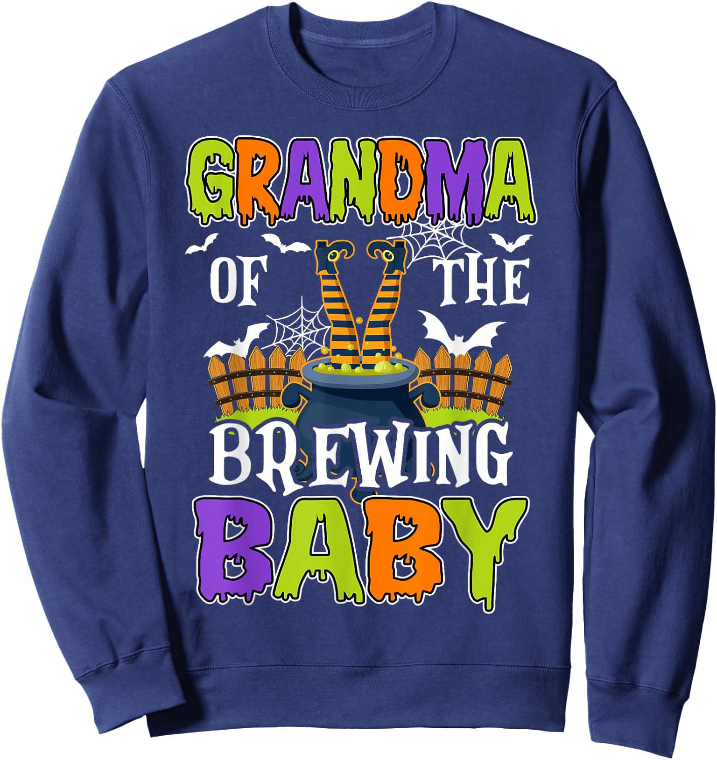 Grandma Of The Brewing Baby Halloween Witch Baby Funny Sweatshirt - Sweatshirt | Navy