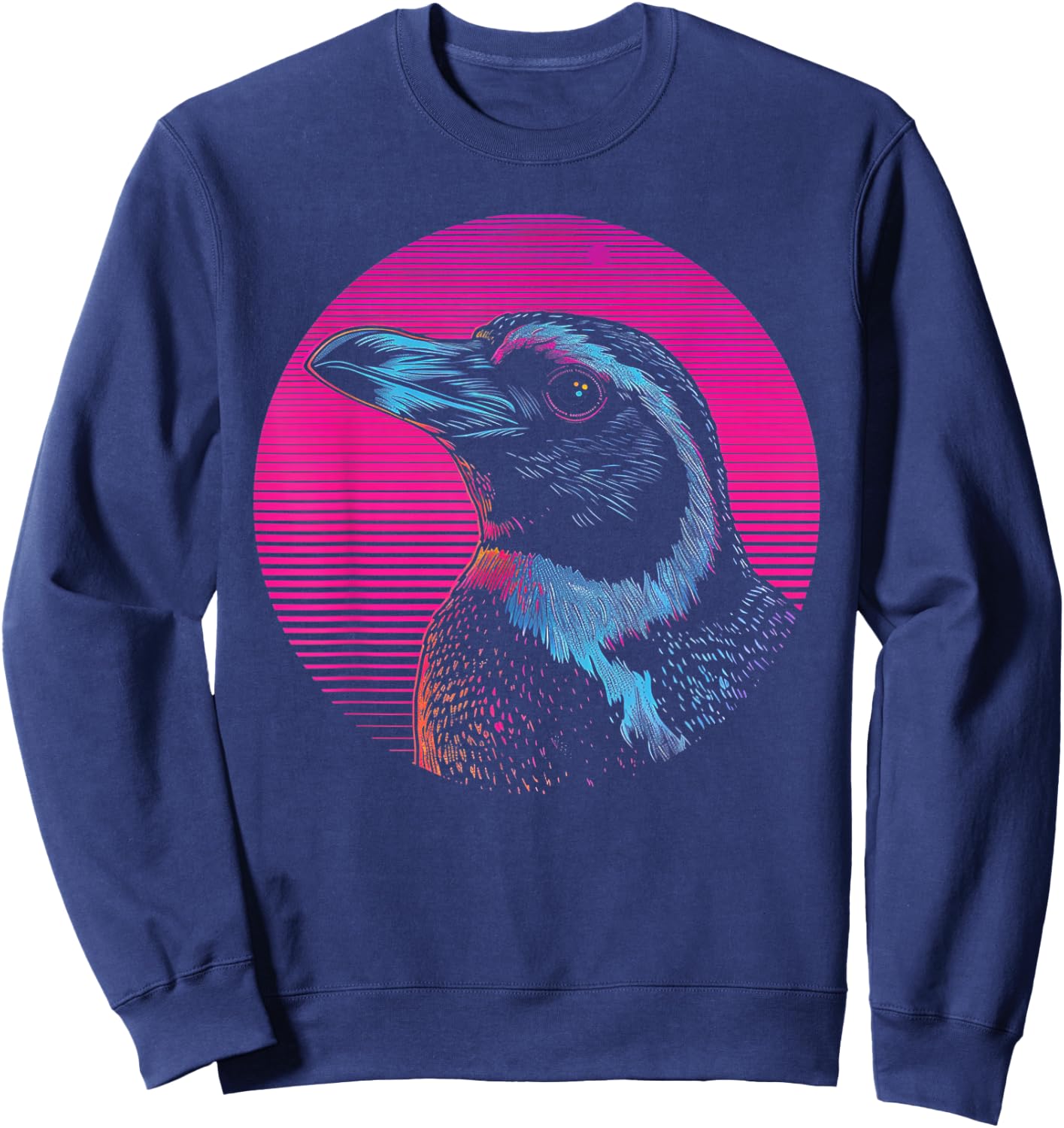 Penguin Vaporwave Aesthetic Vintage Synthwave 80s 90s Retro Sweatshirt - Sweatshirt | Navy