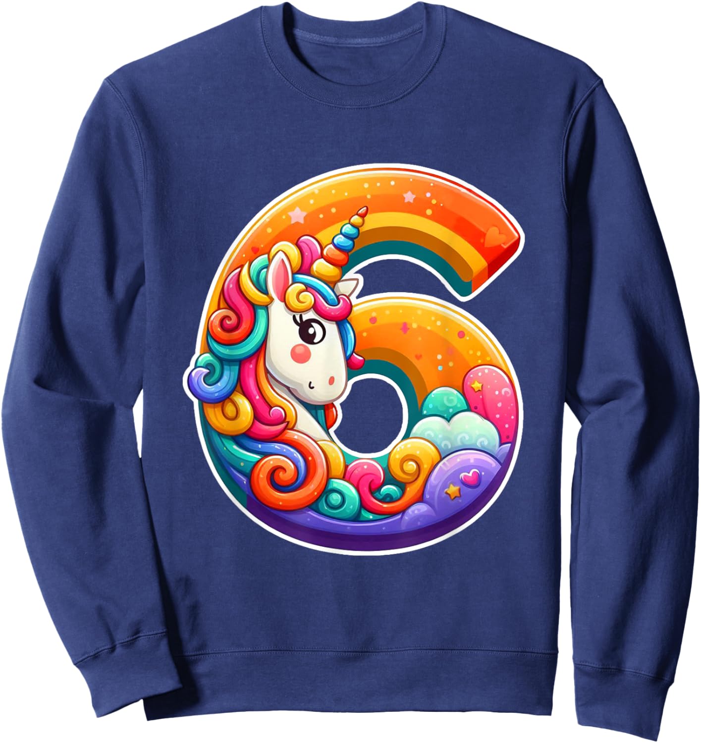 Unicorn 6th Birthday Girl 6 Years Old Sweatshirt - Sweatshirt | Navy