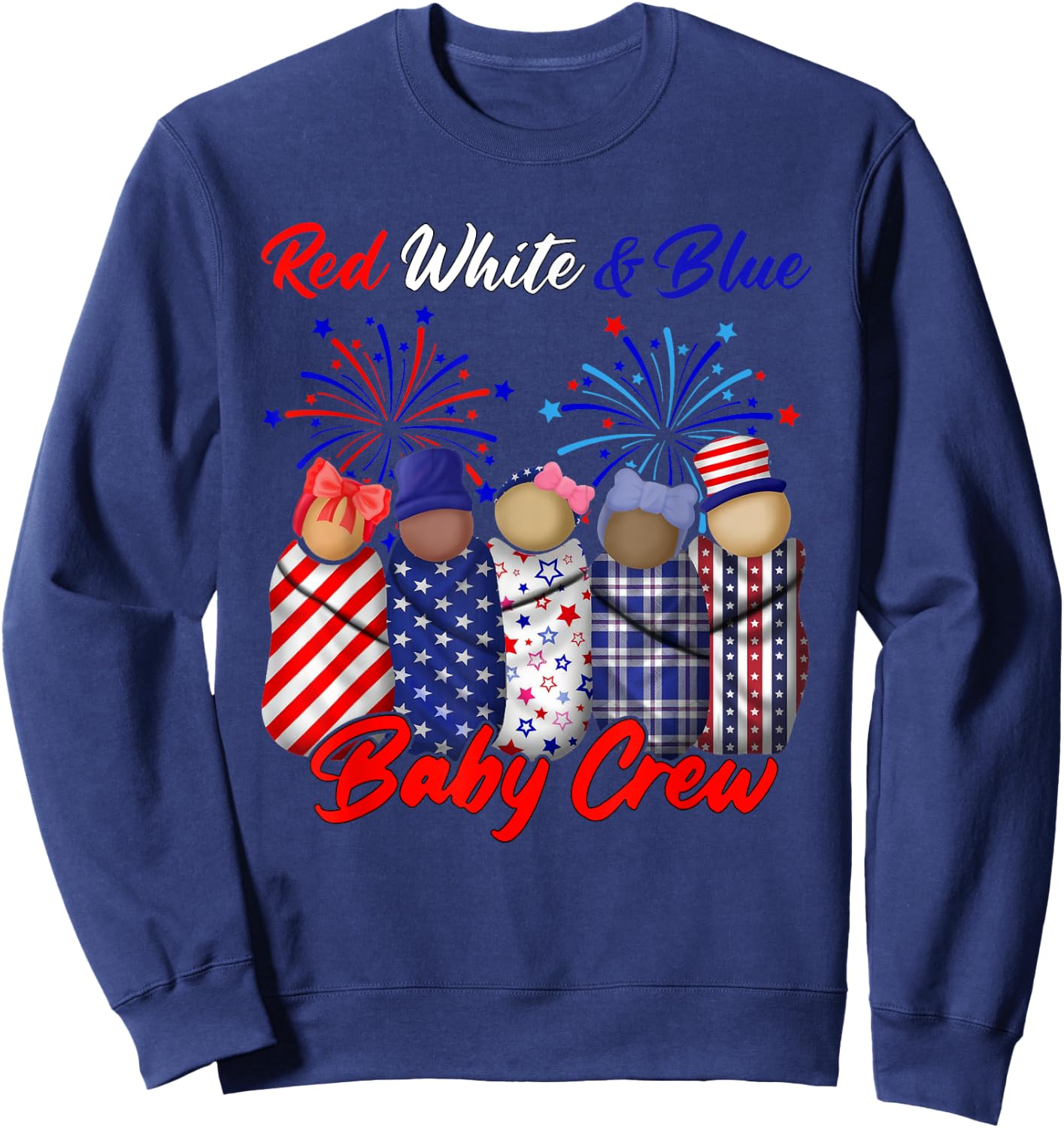 Red White And Blue Baby Crew 4th Of July Nicu Nurse Sweatshirt - Sweatshirt | Navy