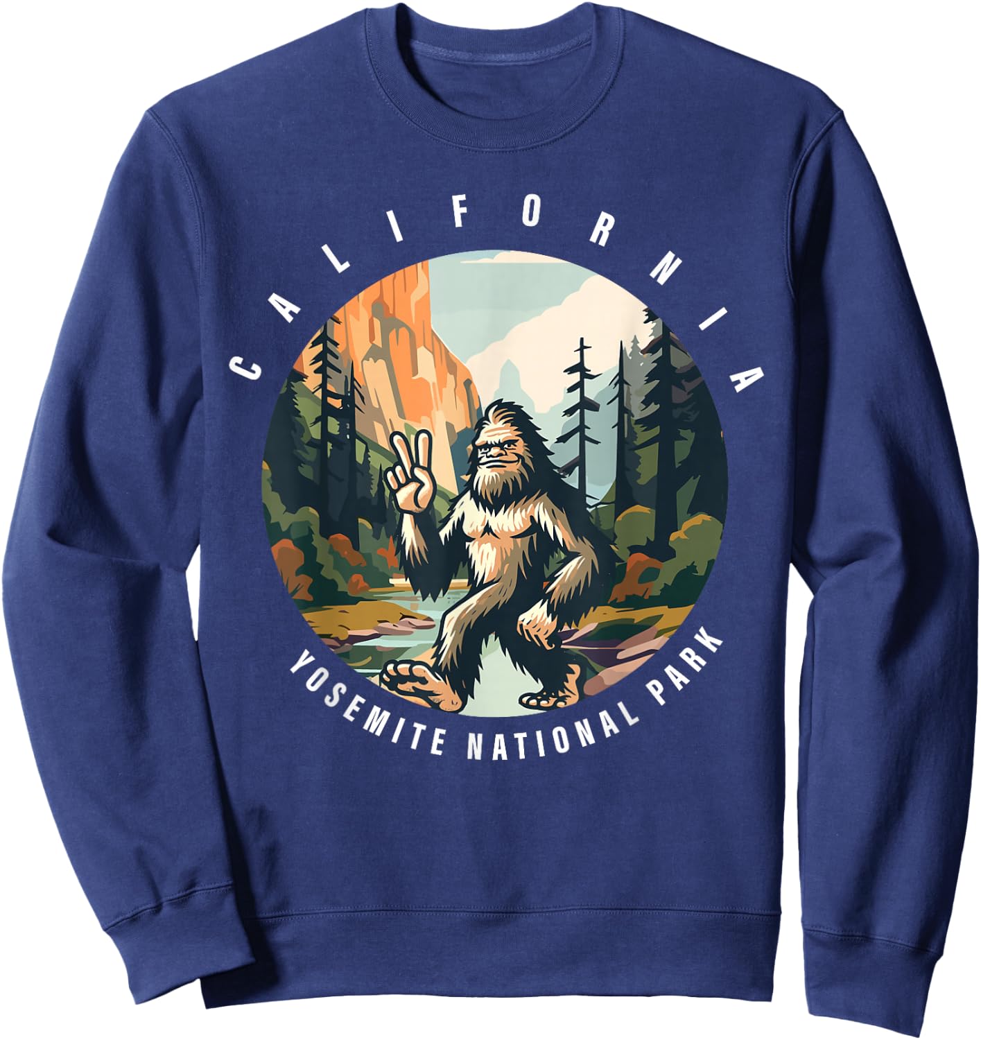 Bigfoot Sasquatch Yosemite National Park Sweatshirt - Sweatshirt | Navy