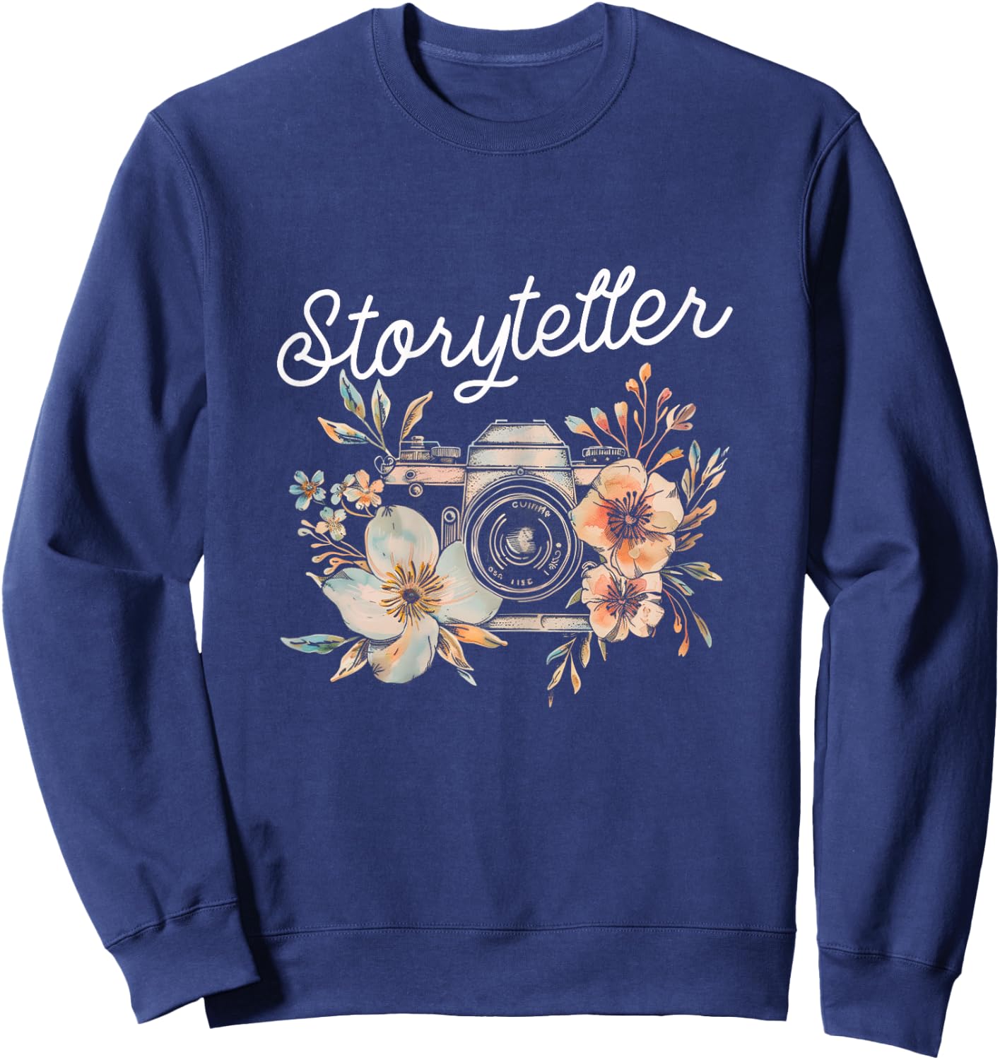 Photographer Storyteller Vintage Camera Flowers Photography Sweatshirt - Sweatshirt | Navy
