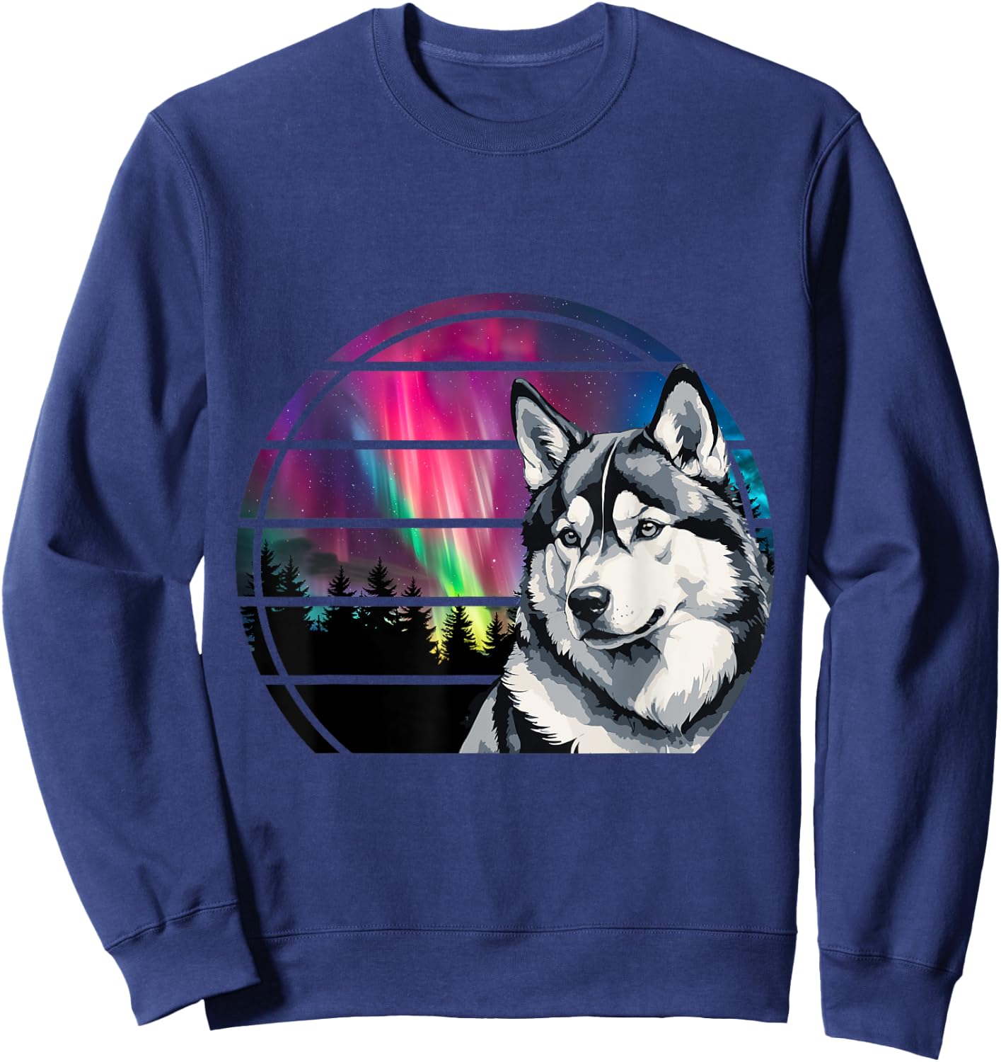 Siberian Husky Mom Alaskan Dog Northern Lights Alaska Husky Women Girls Kids Sweatshirt - Sweatshirt | Navy