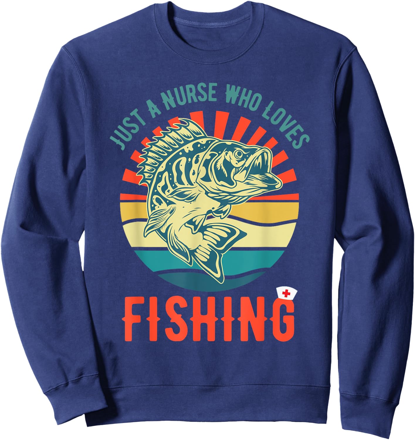 Just a Nurse Who Loves Fishing Retro Fisherman Gifts Sweatshirt - Sweatshirt | Navy