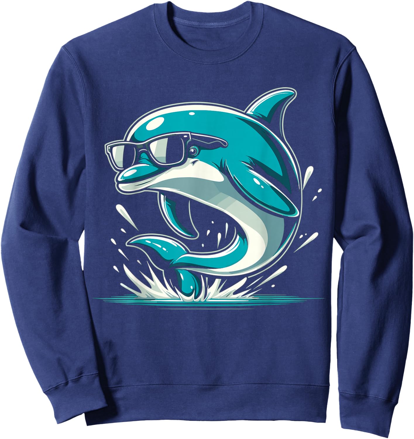 Cool Dolphin With Sunglasses Dolphin Lover Funny Dolphin Sweatshirt - Sweatshirt | Navy