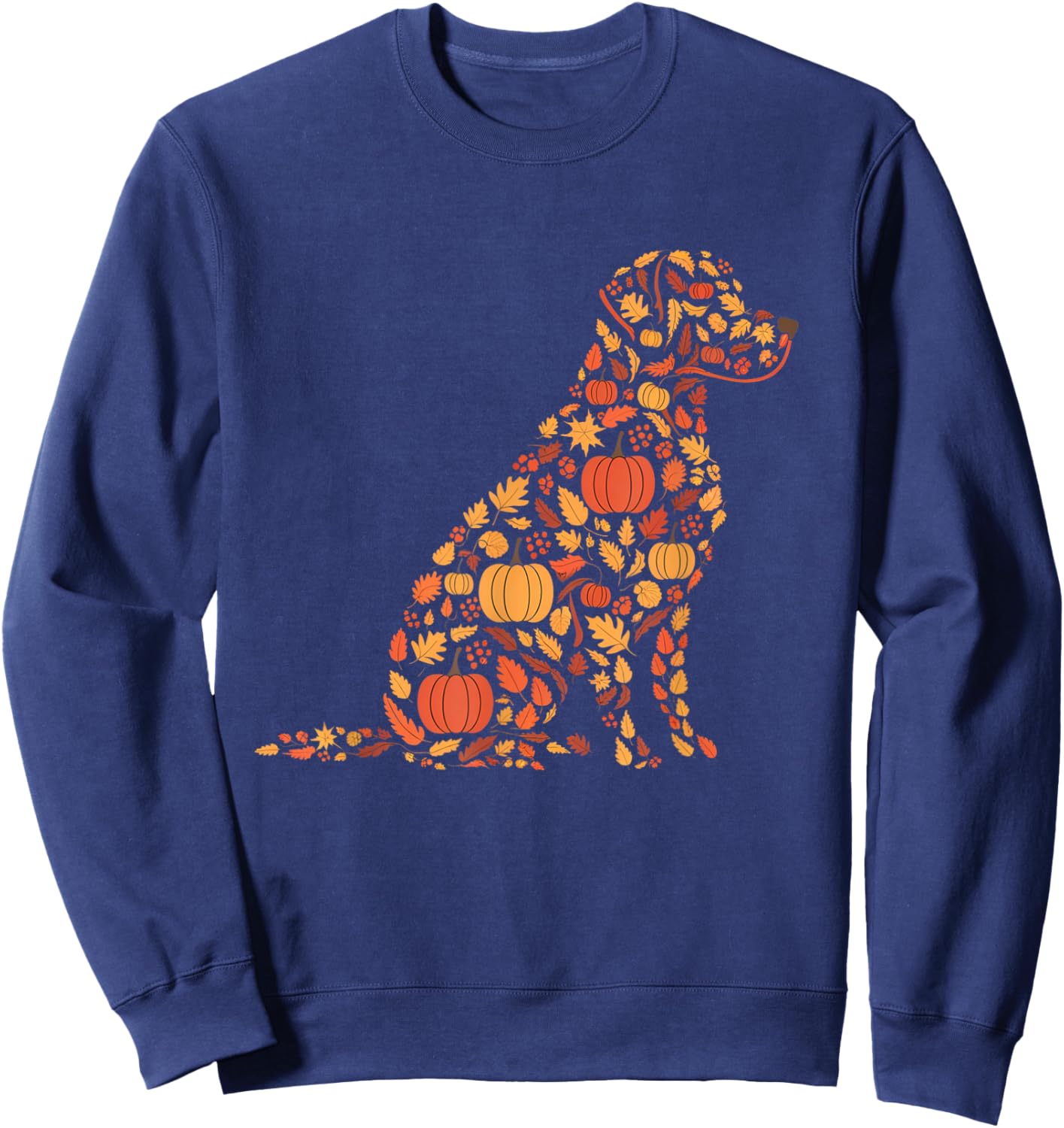Labrador Retriever Fall Dog Autumn Leaves Thanksgiving Sweatshirt - Sweatshirt | Navy