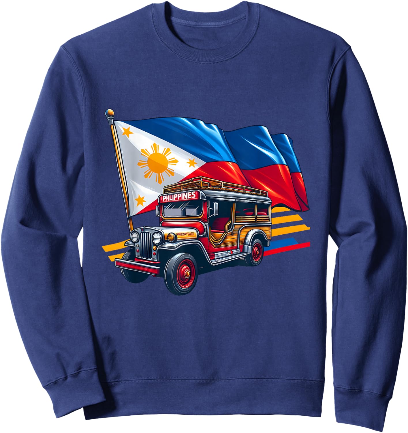 Philippines Flag Proud Filipino Souvenir Philippines Jeepney Sweatshirt - Sweatshirt | Navy