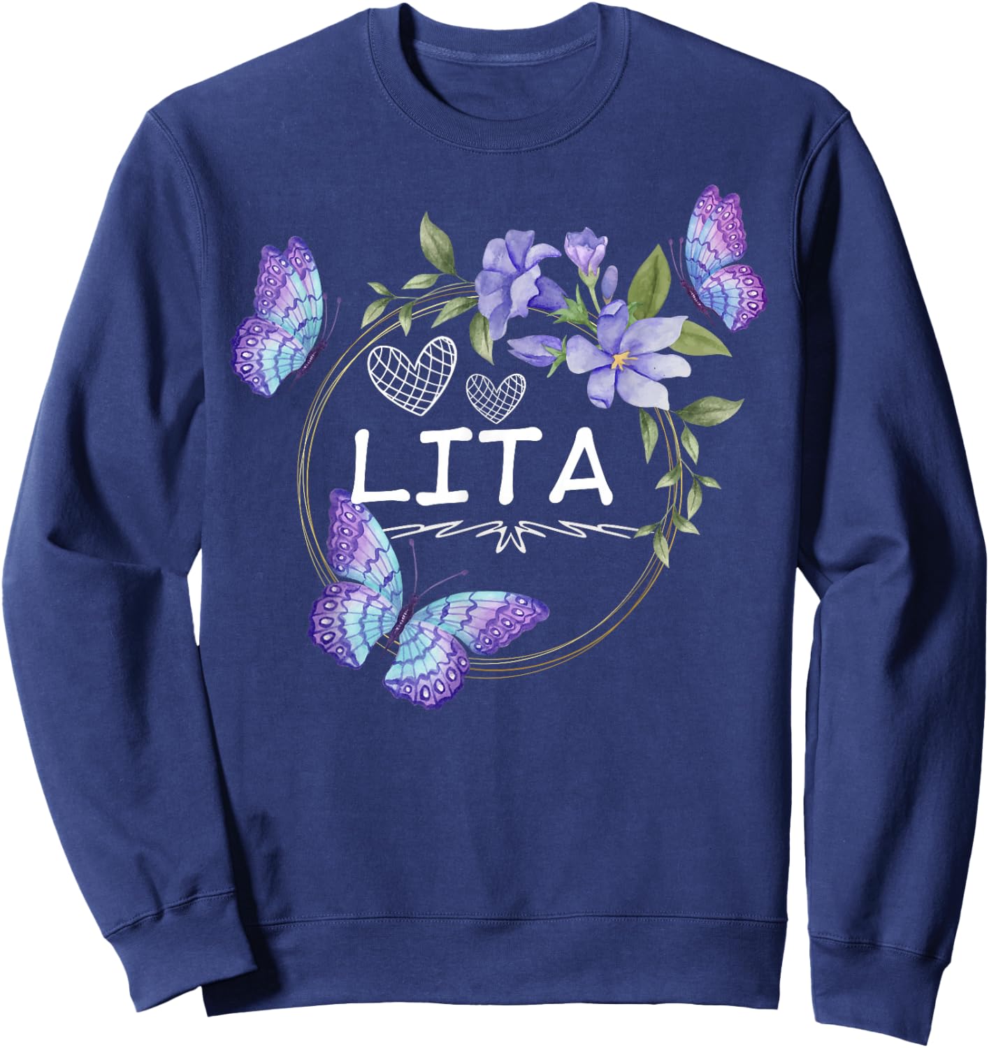 Lita shirt with butterflies Mother's Day Sweatshirt - Sweatshirt | Navy