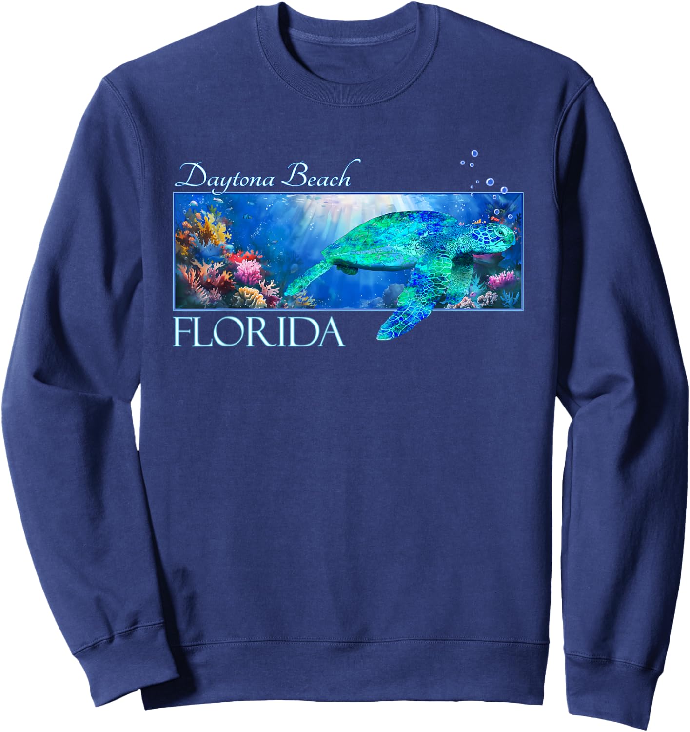 Daytona Beach Florida Vacation Swimming Sea Turtle Women Kids Sweatshirt - Sweatshirt | Navy