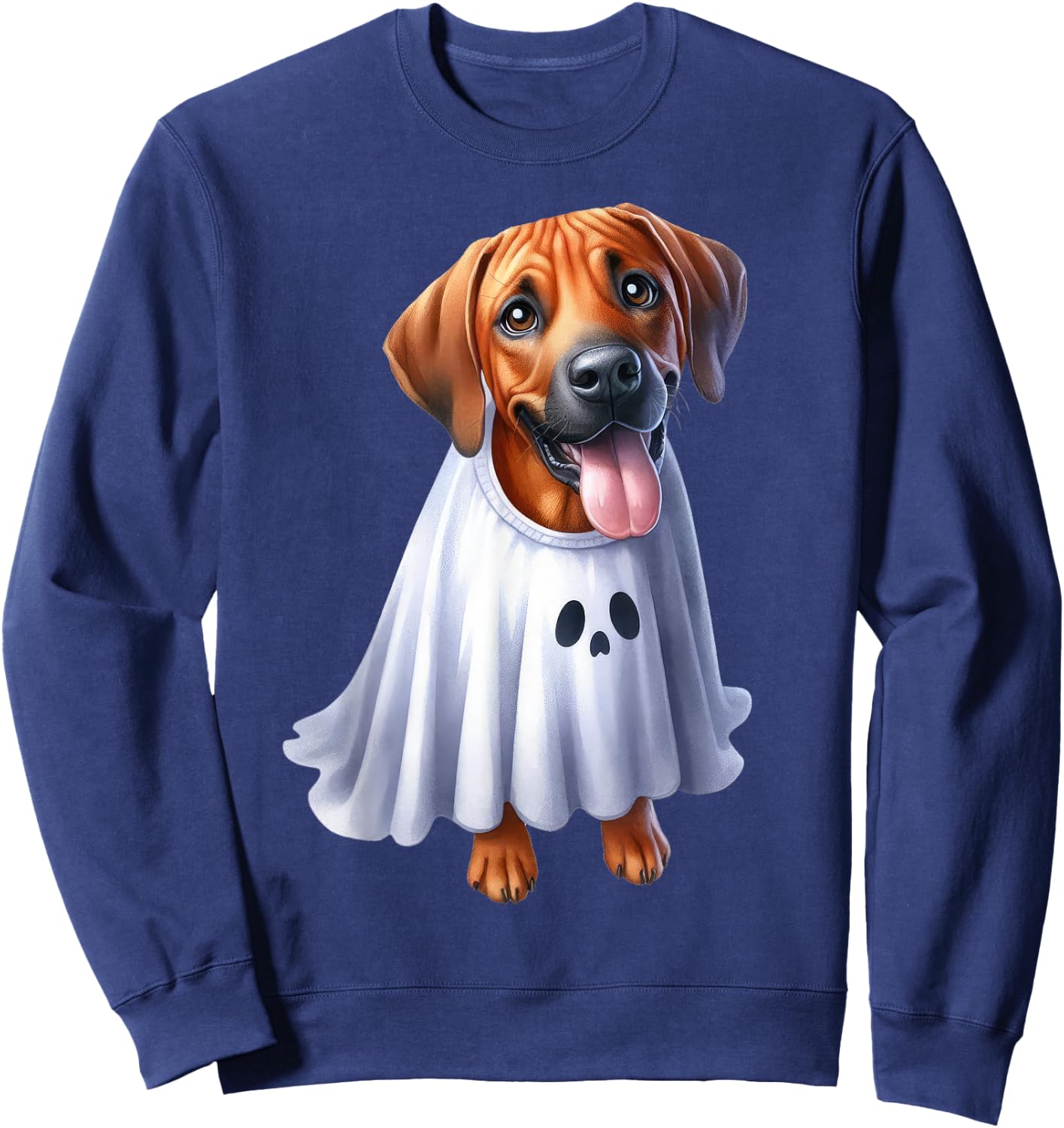 Funny Ghost Rhodesian Ridgeback Dog Lover Halloween Costume Sweatshirt - Sweatshirt | Navy