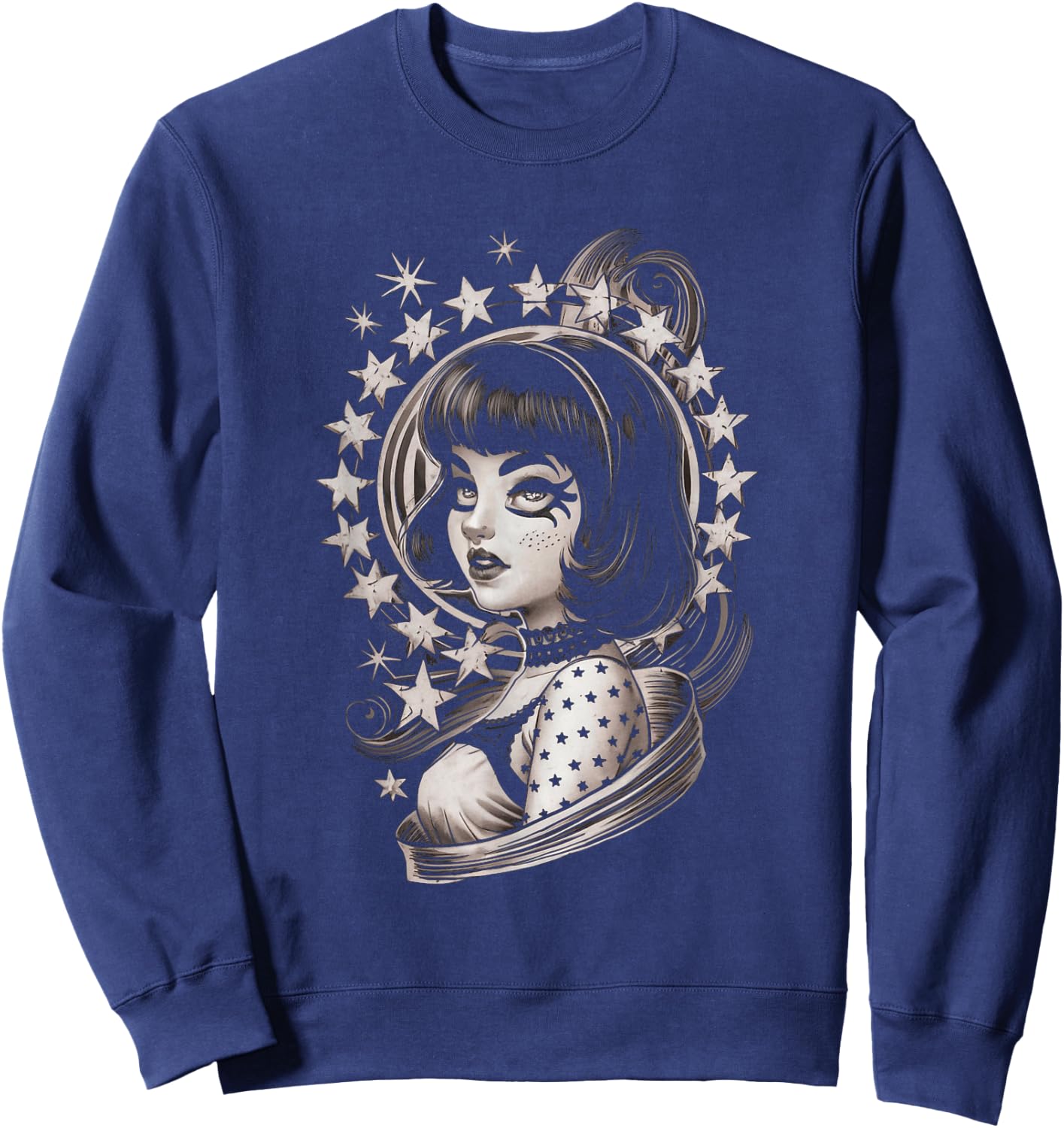 Vintage Tattoo Goth Girl Retro Rockabilly Art Sweatshirt - Sweatshirt | Navy