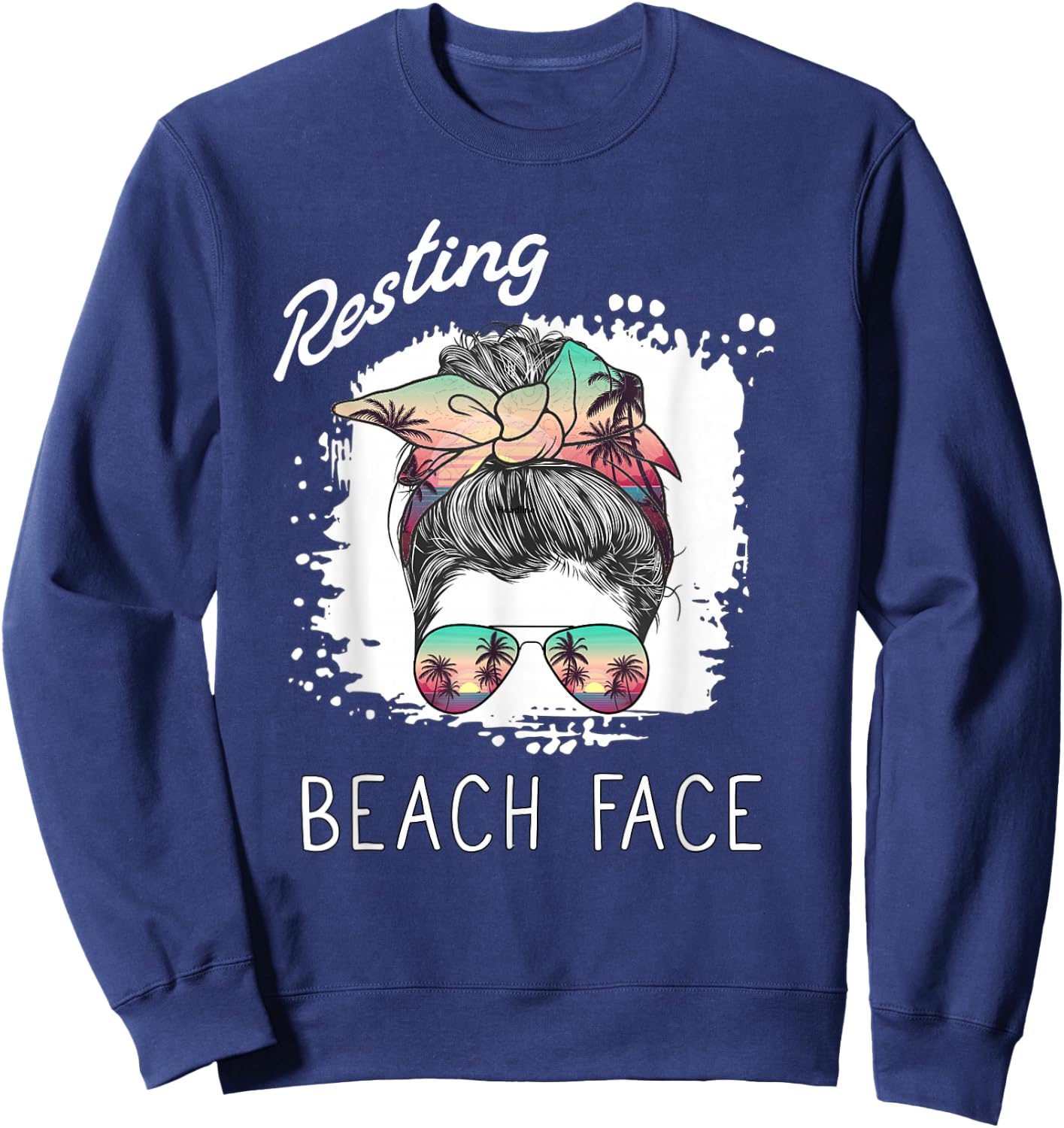 Resting Beach Face Funny Retro Beach Vacation Sweatshirt - Sweatshirt | Navy