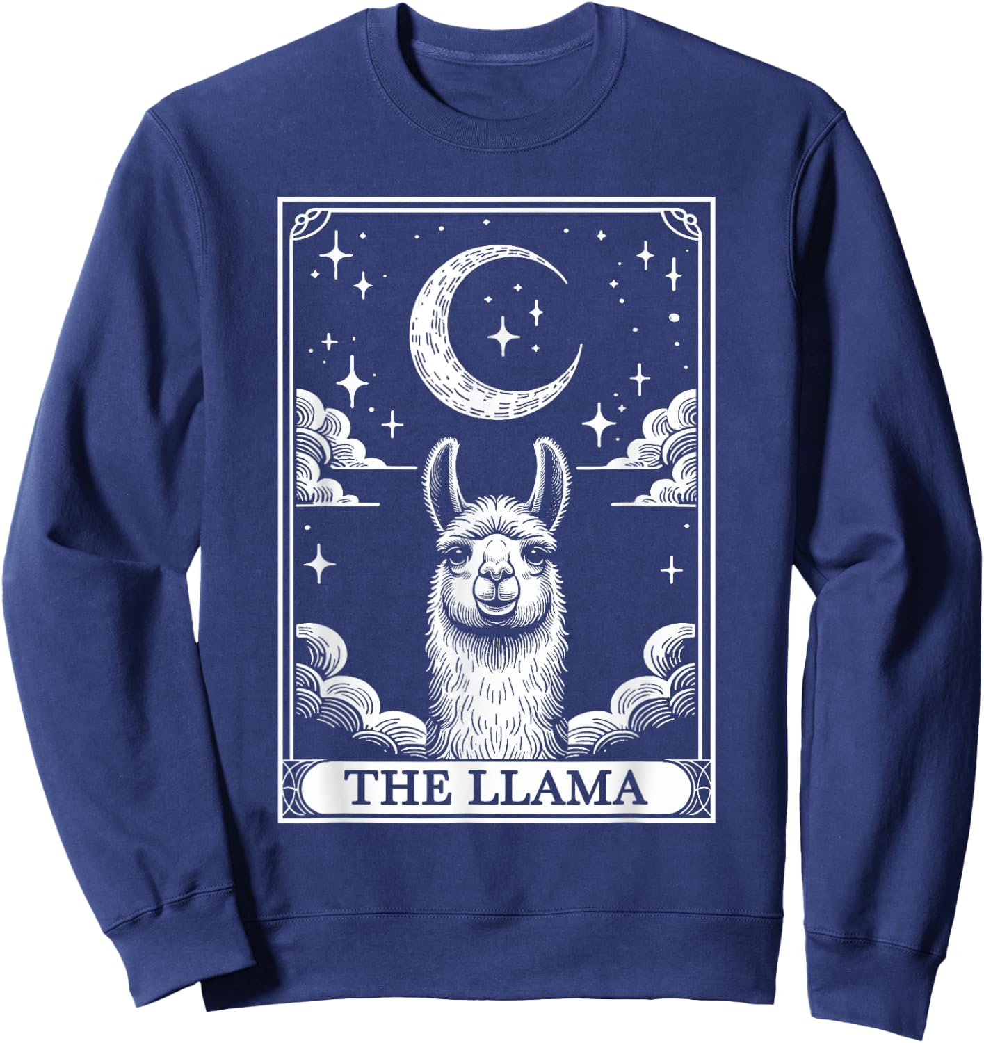 Tarot Card Vintage Crescent Moon Llama Animal Lovers Sweatshirt - Sweatshirt | Navy