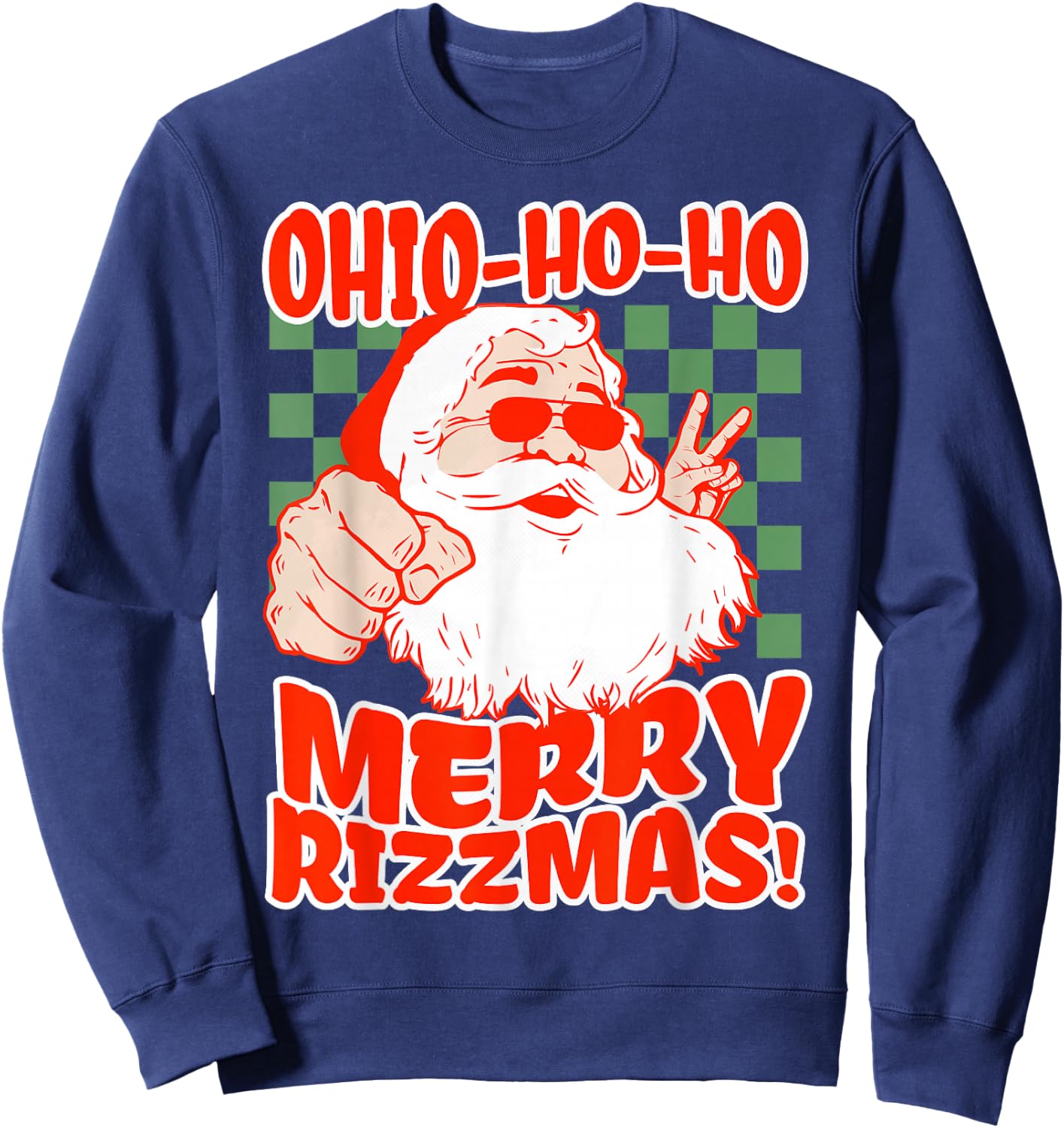 Ohio Merry Rizzmas Rizzler Santa Christmas Meme Brainrot Sweatshirt - Sweatshirt | Navy