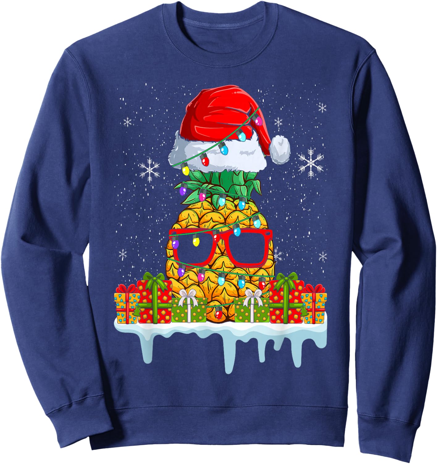 Tropical Funny Christmas Pineapple Sweatshirt - Sweatshirt | Navy