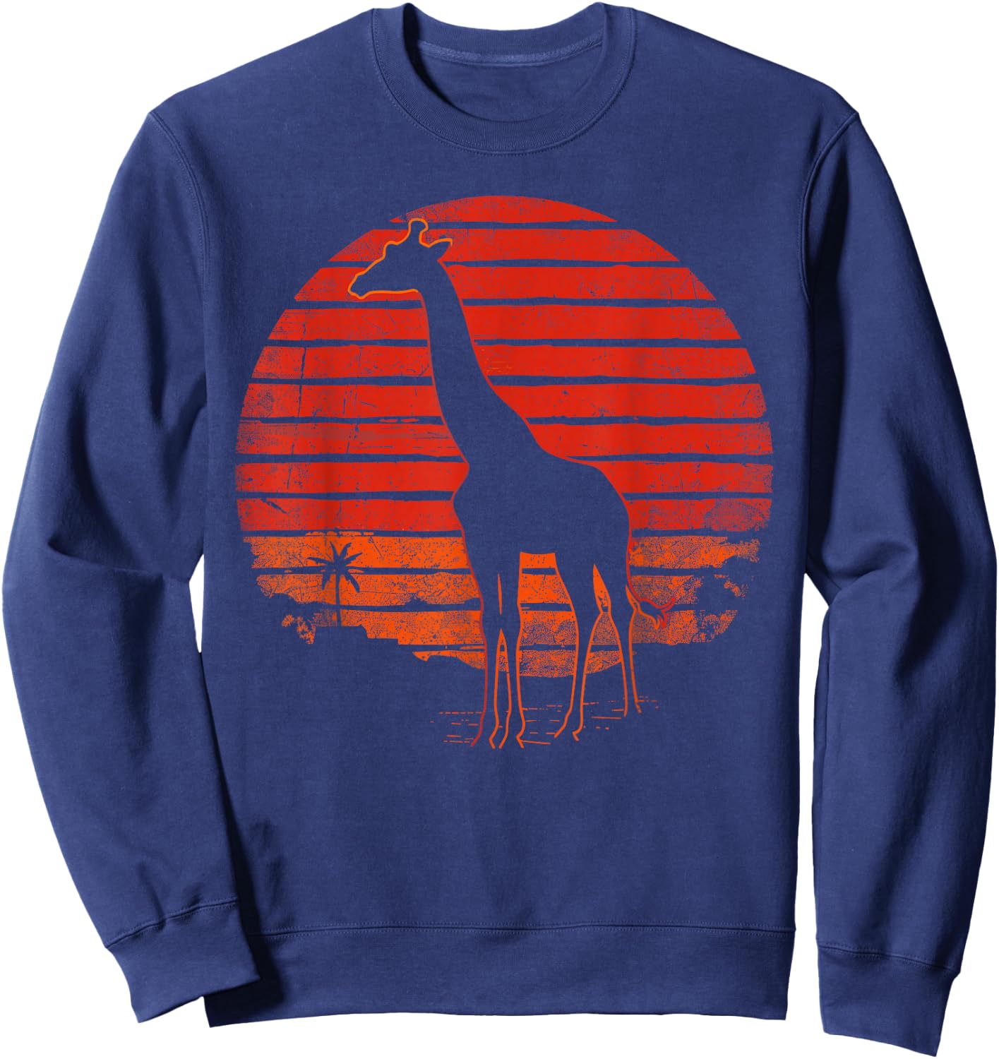 Vintage Giraffe 80s Funny Giraffe Lover Wild Animals Lover Sweatshirt - Sweatshirt | Navy