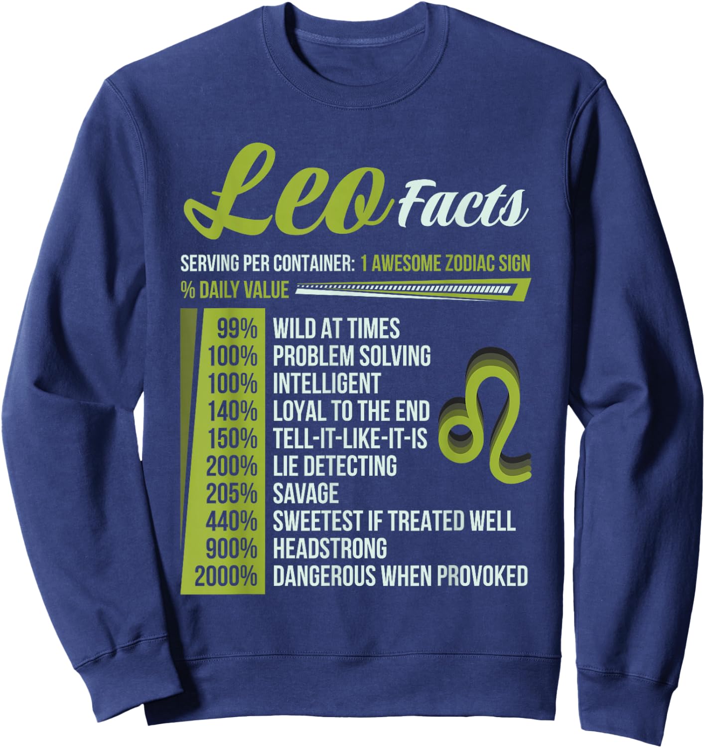 Leo Facts Traits Horoscope Zodiac Astrological Sign Funny , Small, Black Sweatshirt - Sweatshirt | Navy