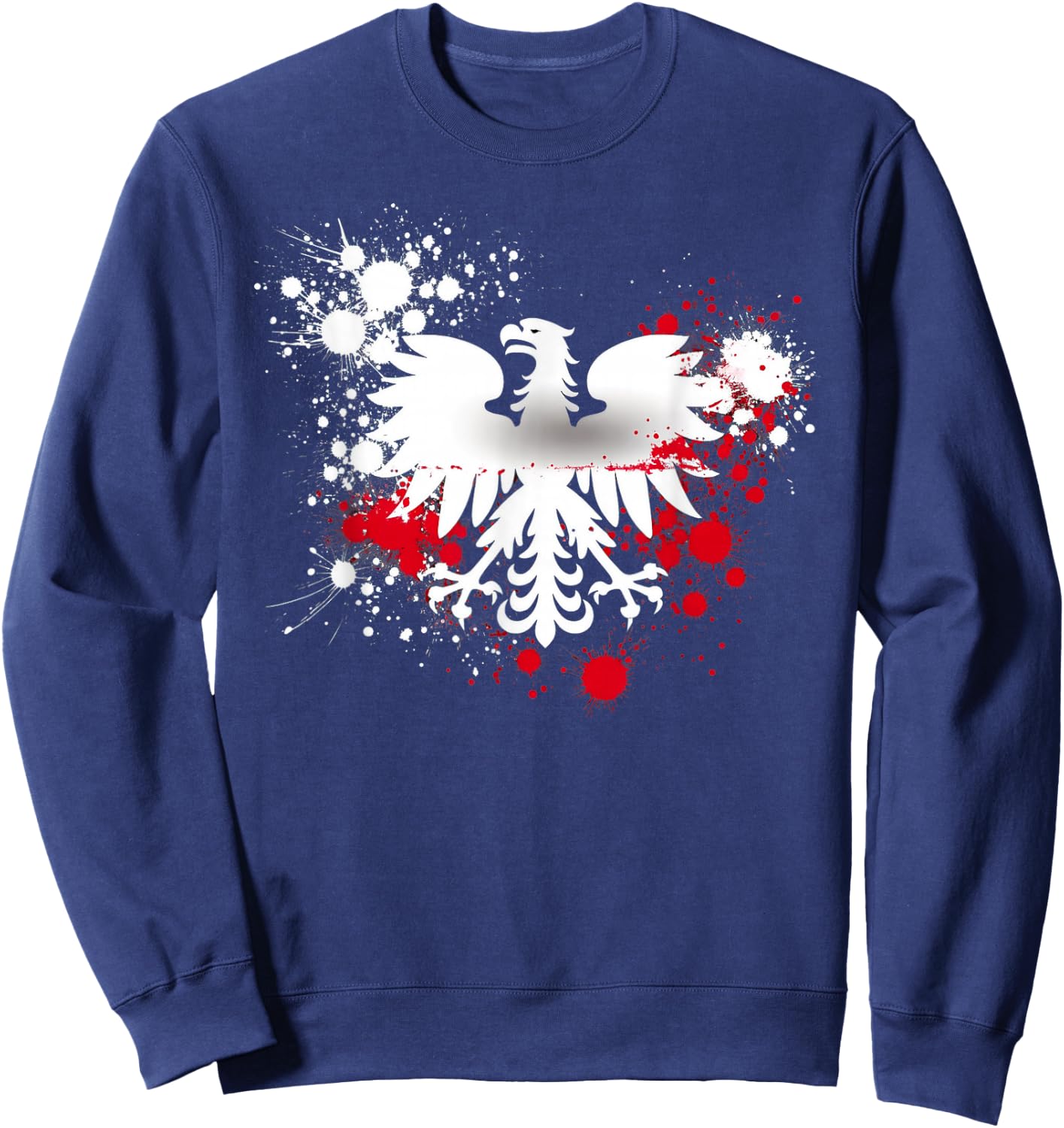 Poland Flag Paint Splatter White Eagle Polska Polish Pride Sweatshirt - Sweatshirt | Navy