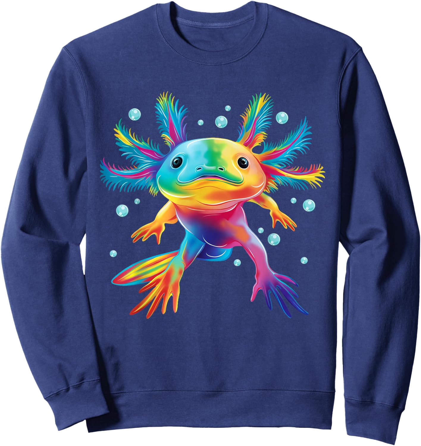 Cute Axolotl Colorful Axolotl Art Girls Boys Kids Women , Small, Black Sweatshirt - Sweatshirt | Navy