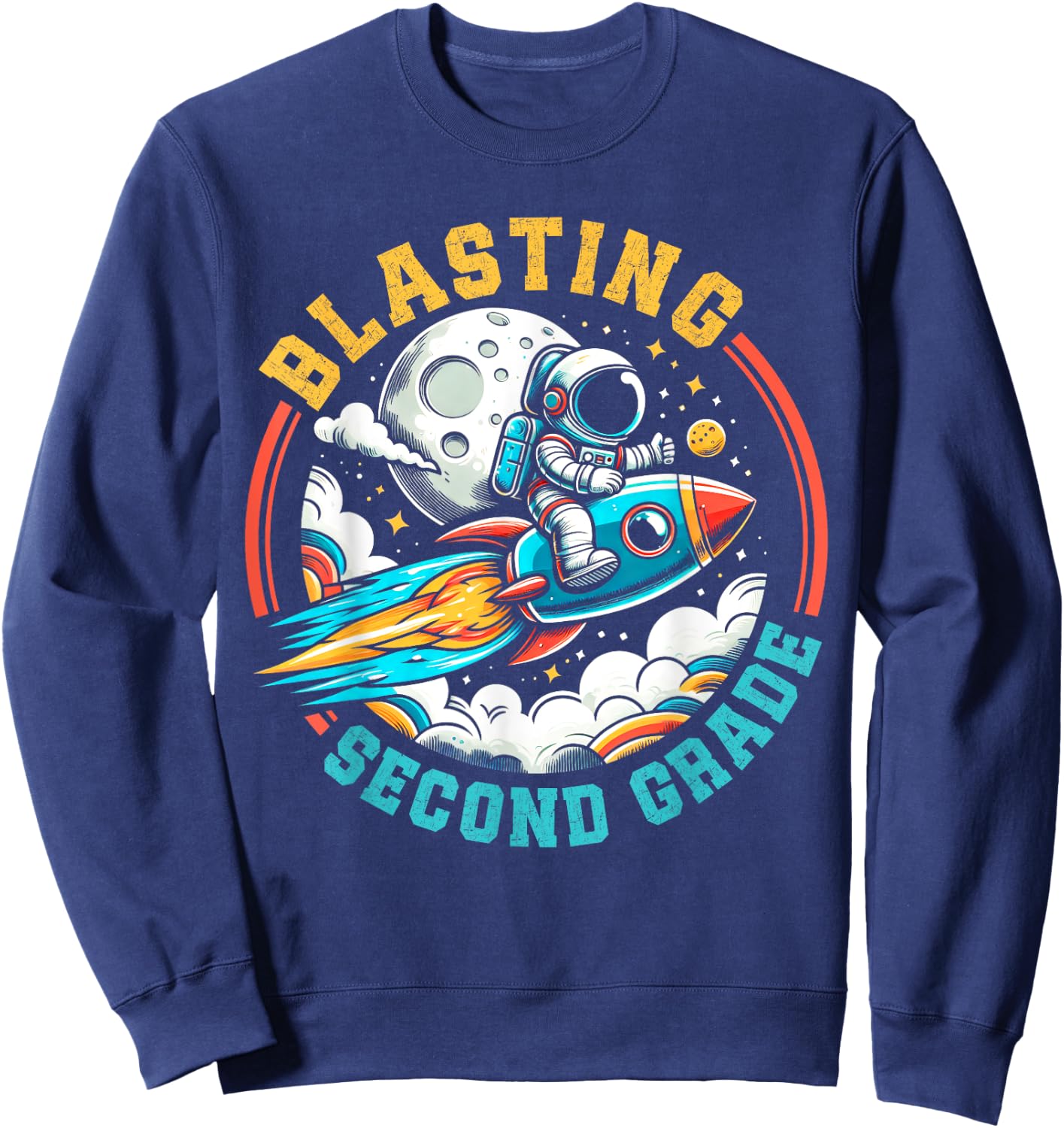 Blasting into Second Grade Astronaut Rocket Back to School Sweatshirt - Sweatshirt | Navy