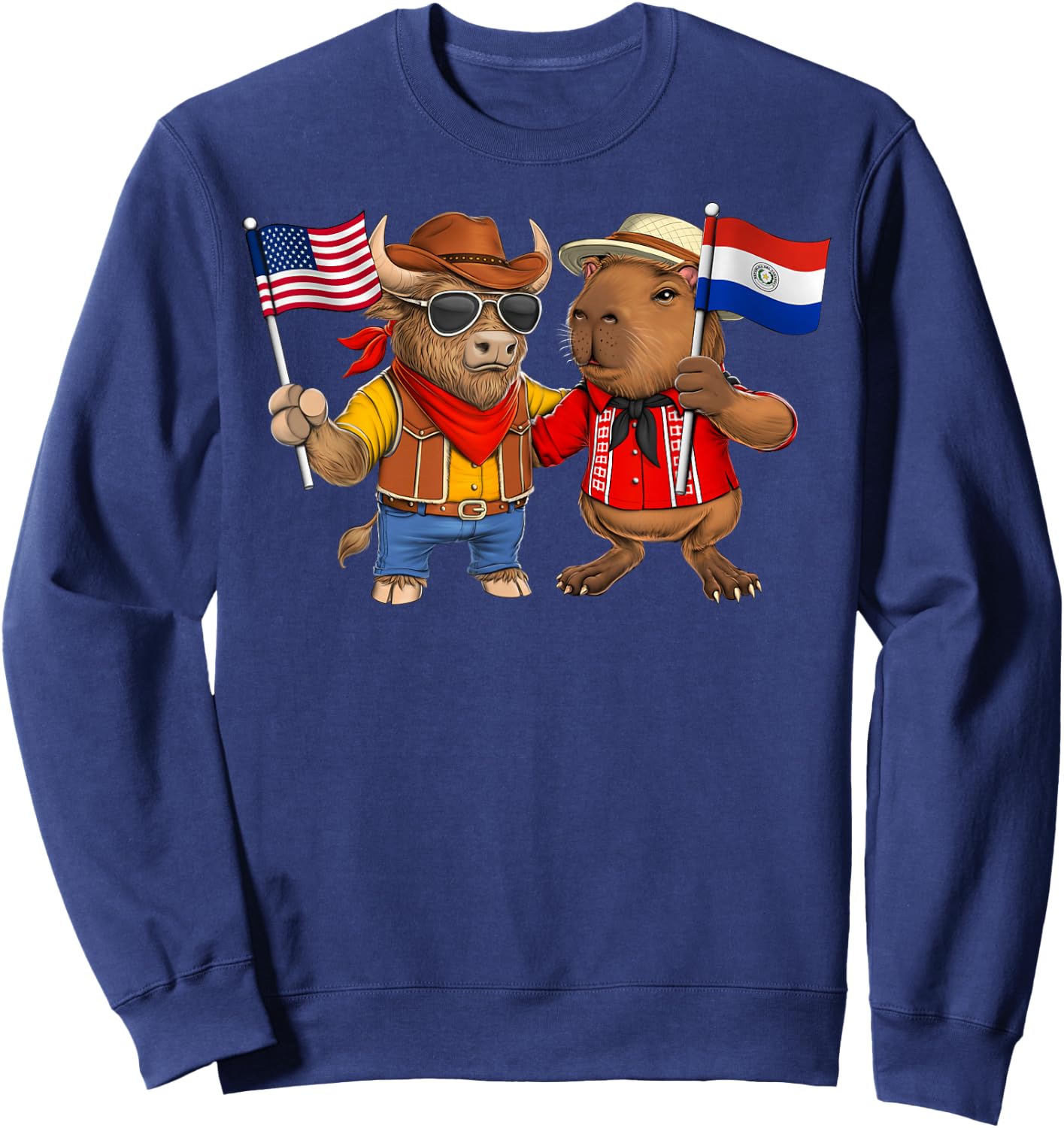 USA Paraguay Flag Proud Paraguayan American Roots Sweatshirt - Sweatshirt | Navy