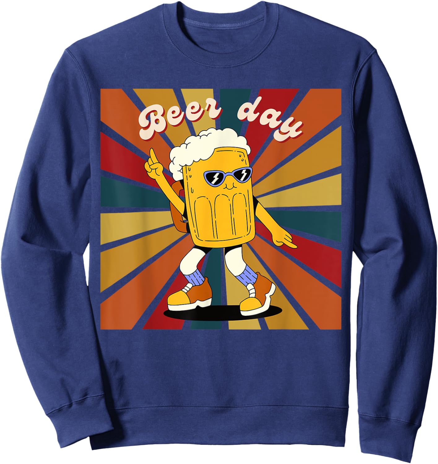 National Beer Day - Happy Retro Beer Day Dance Sweatshirt - Sweatshirt | Navy
