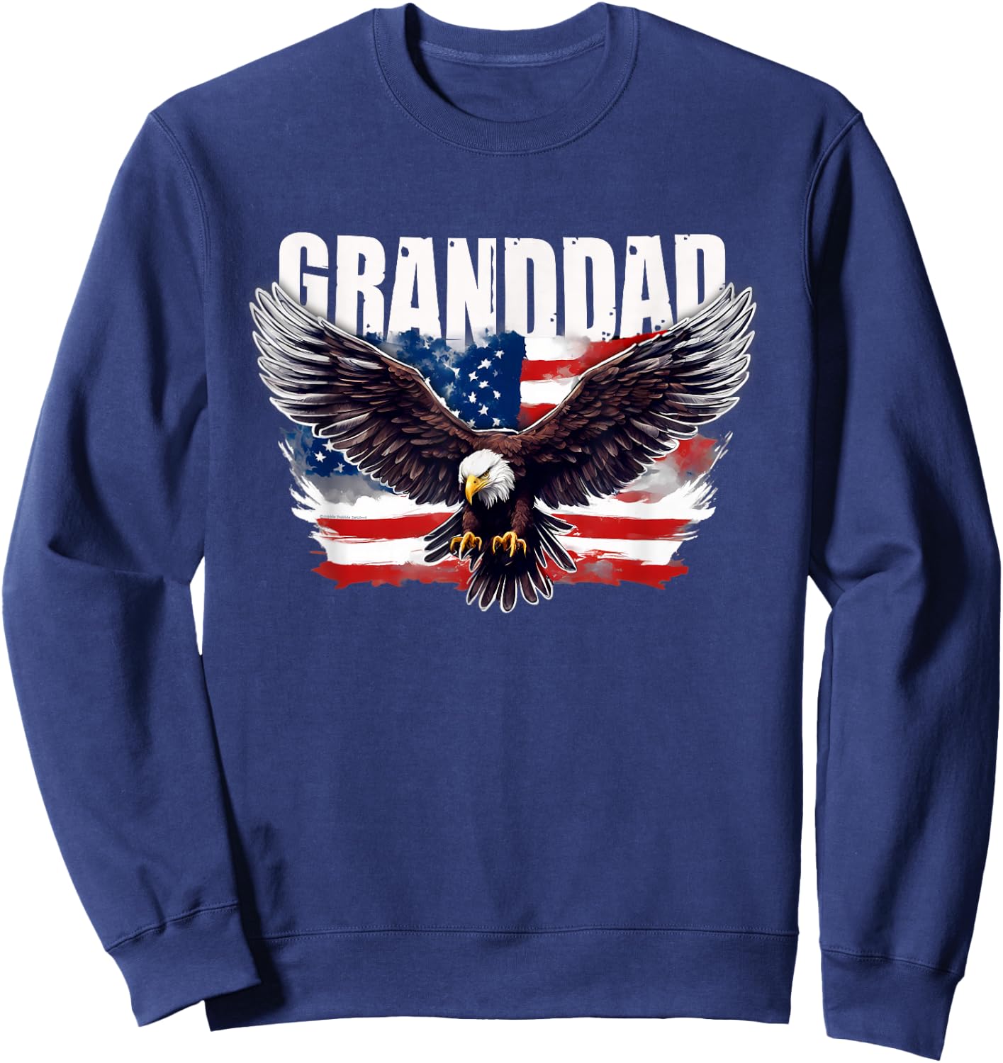 Patriotic Granddad USA Flag with Eagle 4th of July Granddad Sweatshirt - Sweatshirt | Navy