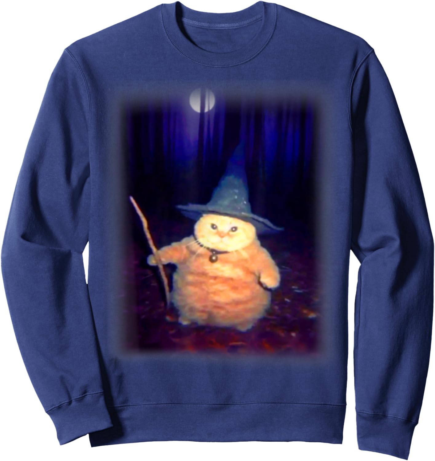Wizard Cat Weird Funny Halloween Cat Meme Men Women Kids Sweatshirt - Sweatshirt | Navy
