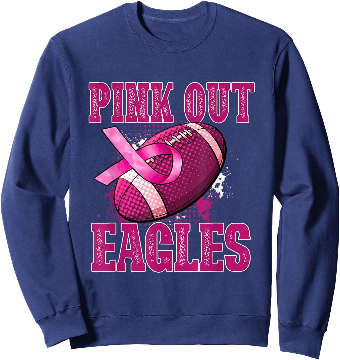 Eagles Pink Out Football Tackle Breast Cancer Sweatshirt - Sweatshirt | Navy
