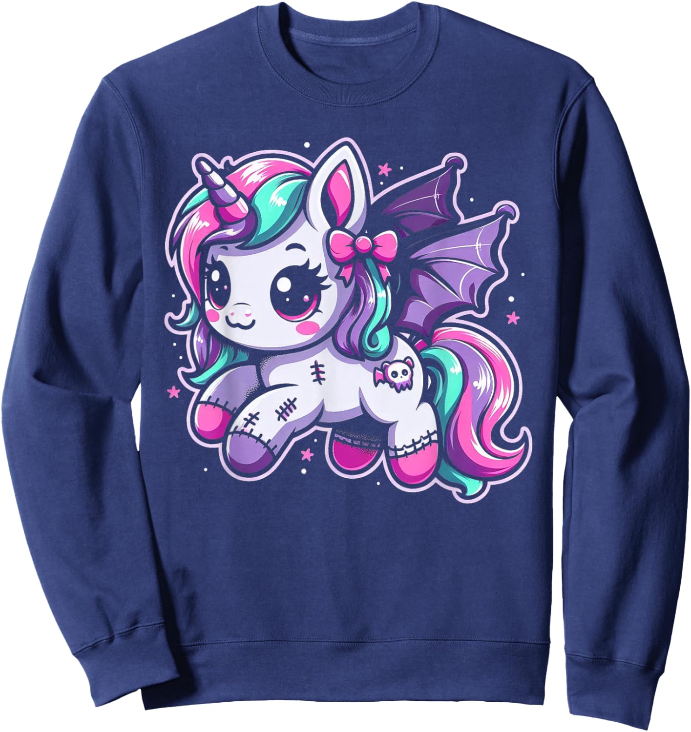 Pastel Goth Unicorn Kawaii Creepy Cute Aesthetic Art Sweatshirt - Sweatshirt | Navy