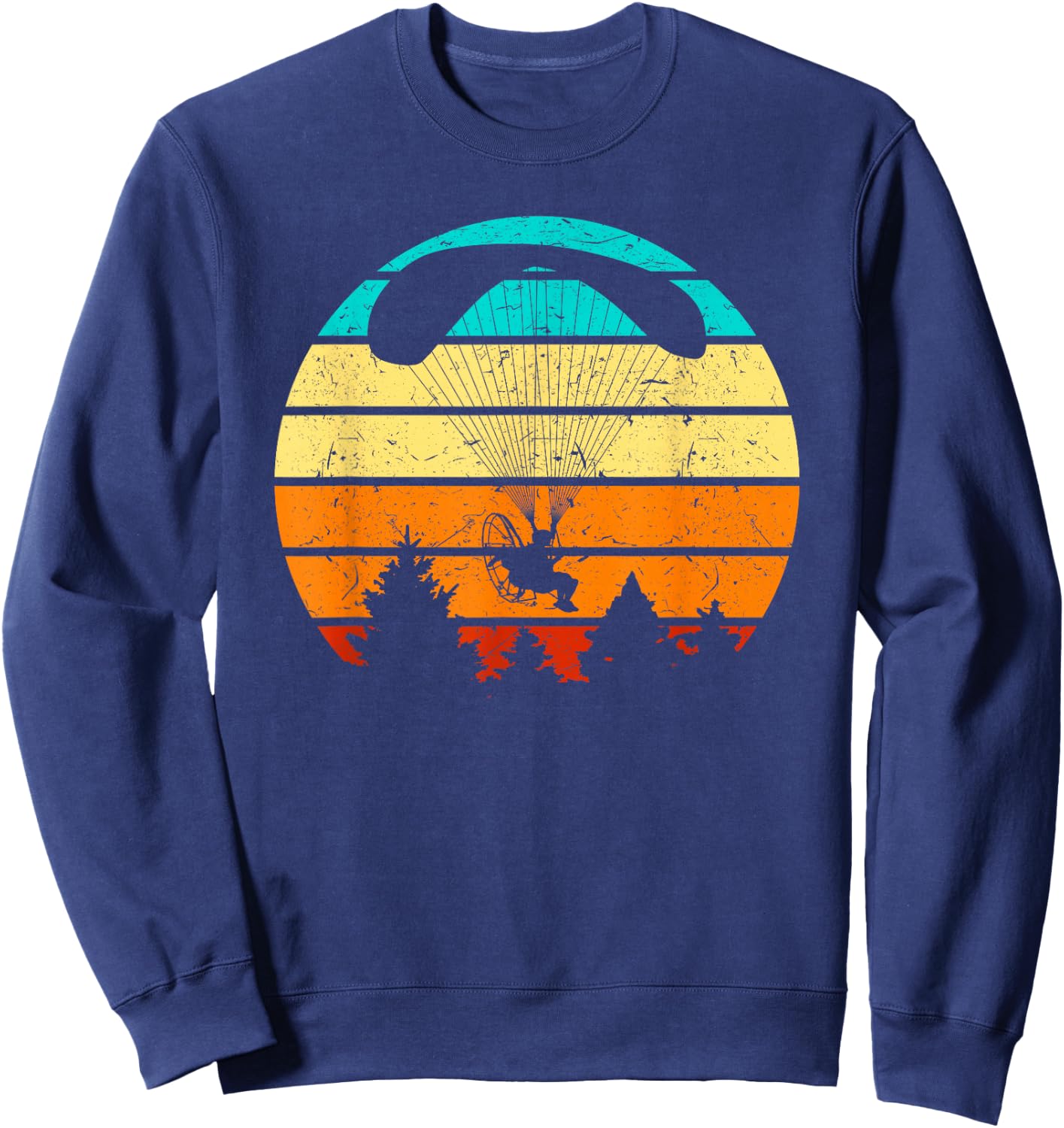 Retro Paramotor Pilot Sunset Vintage Paramotor Sweatshirt - Sweatshirt | Navy
