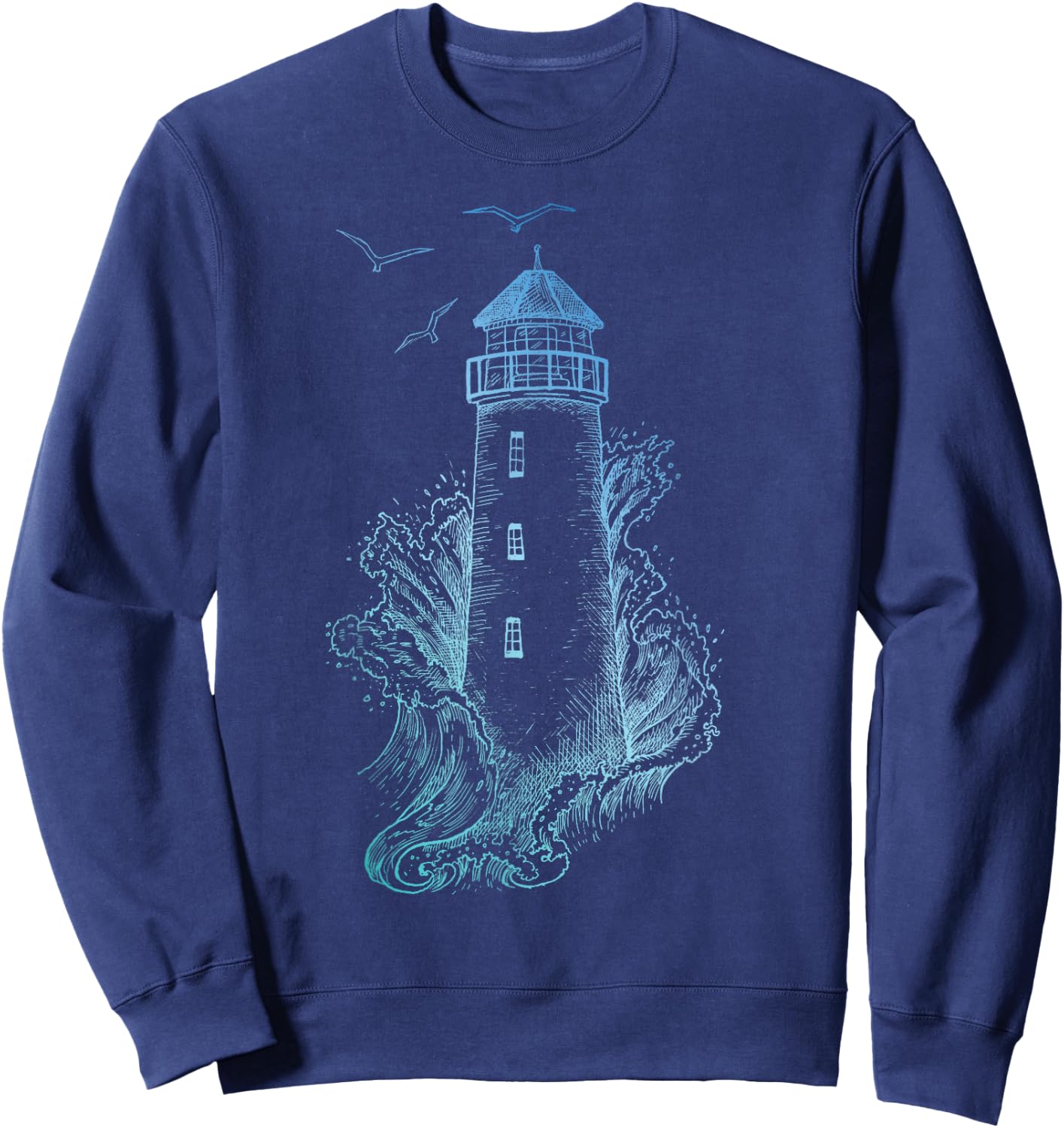 Lighthouse - Pharos Wave and Seagull Sweatshirt - Sweatshirt | Navy