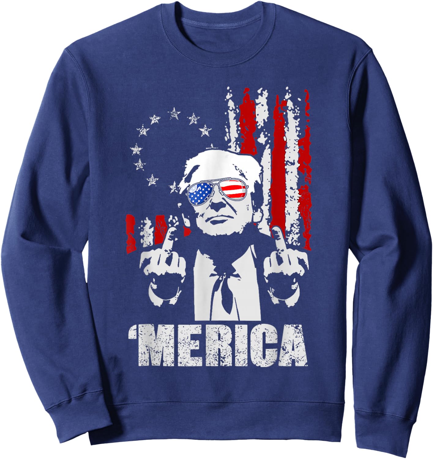 Funny Trump Arrest This Donald Trump Middle Finger President Sweatshirt - Sweatshirt | Navy