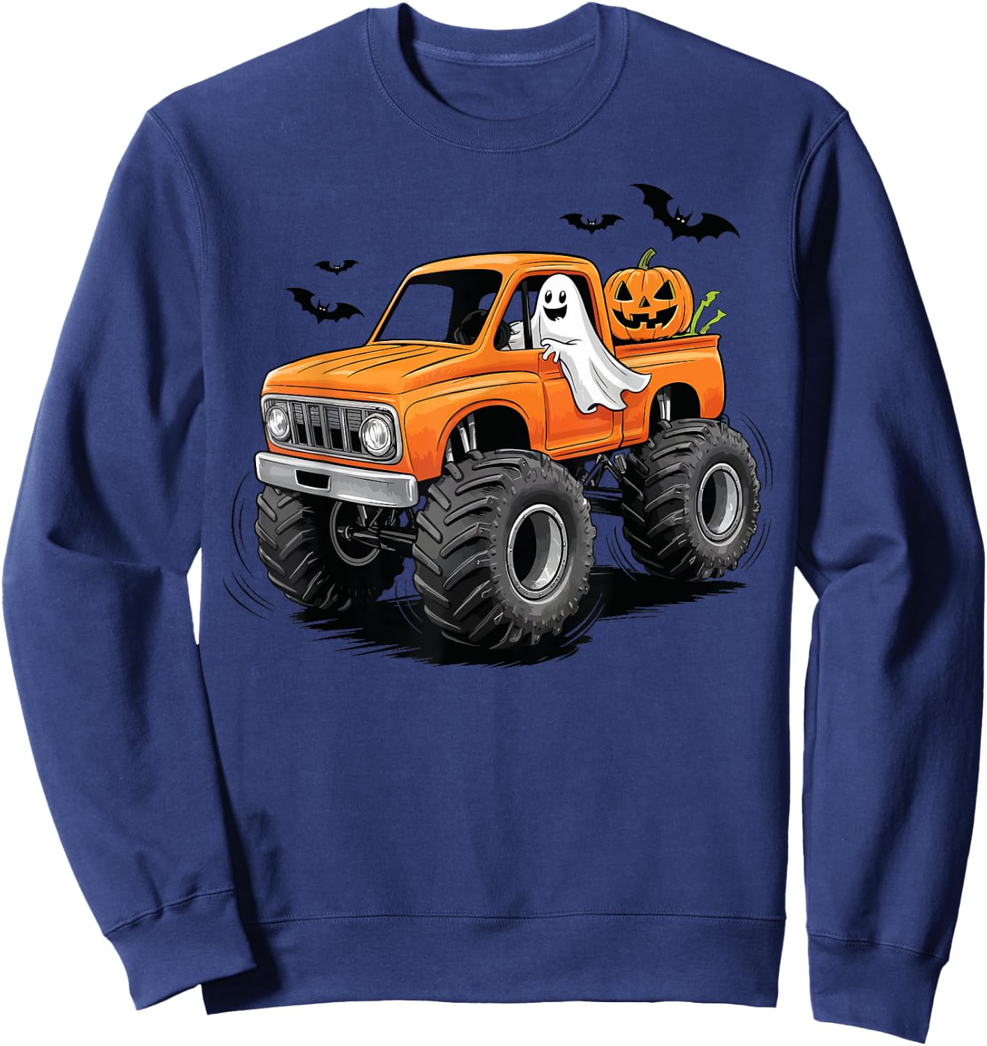 Monster Truck Pumpkin Halloween pumpkin smasher Sweatshirt - Sweatshirt | Navy