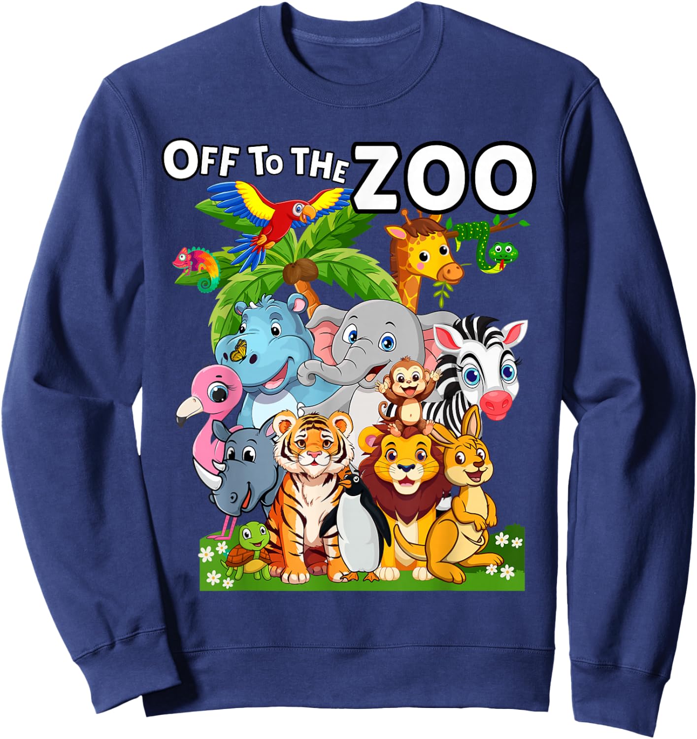 15 Animals Wildlife Birthday Party Safari Off To The Zoo Sweatshirt - Sweatshirt | Navy