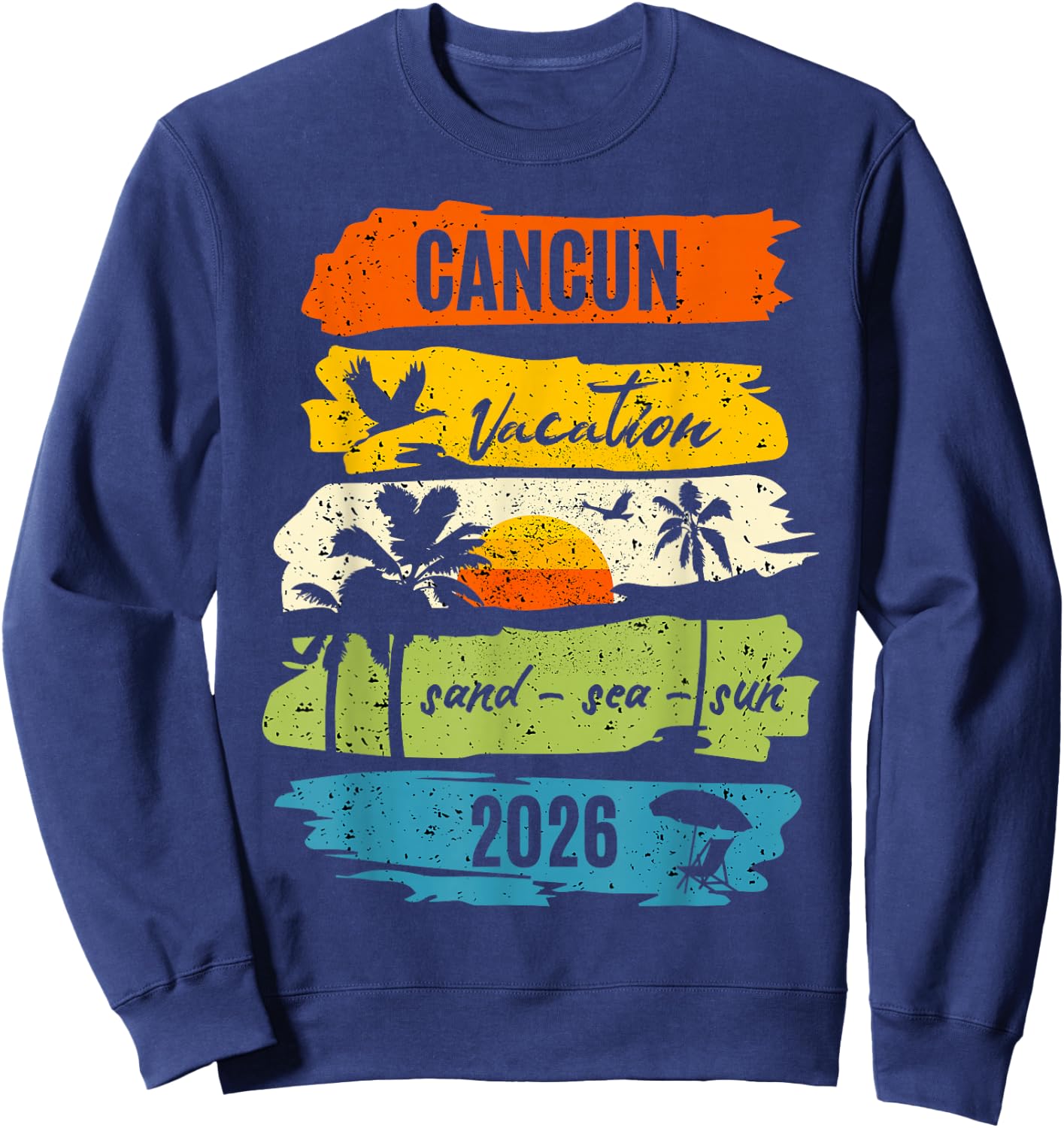 Family Vacation Cancun Mexico 2026 Retro Matching Group Sweatshirt - Sweatshirt | Navy
