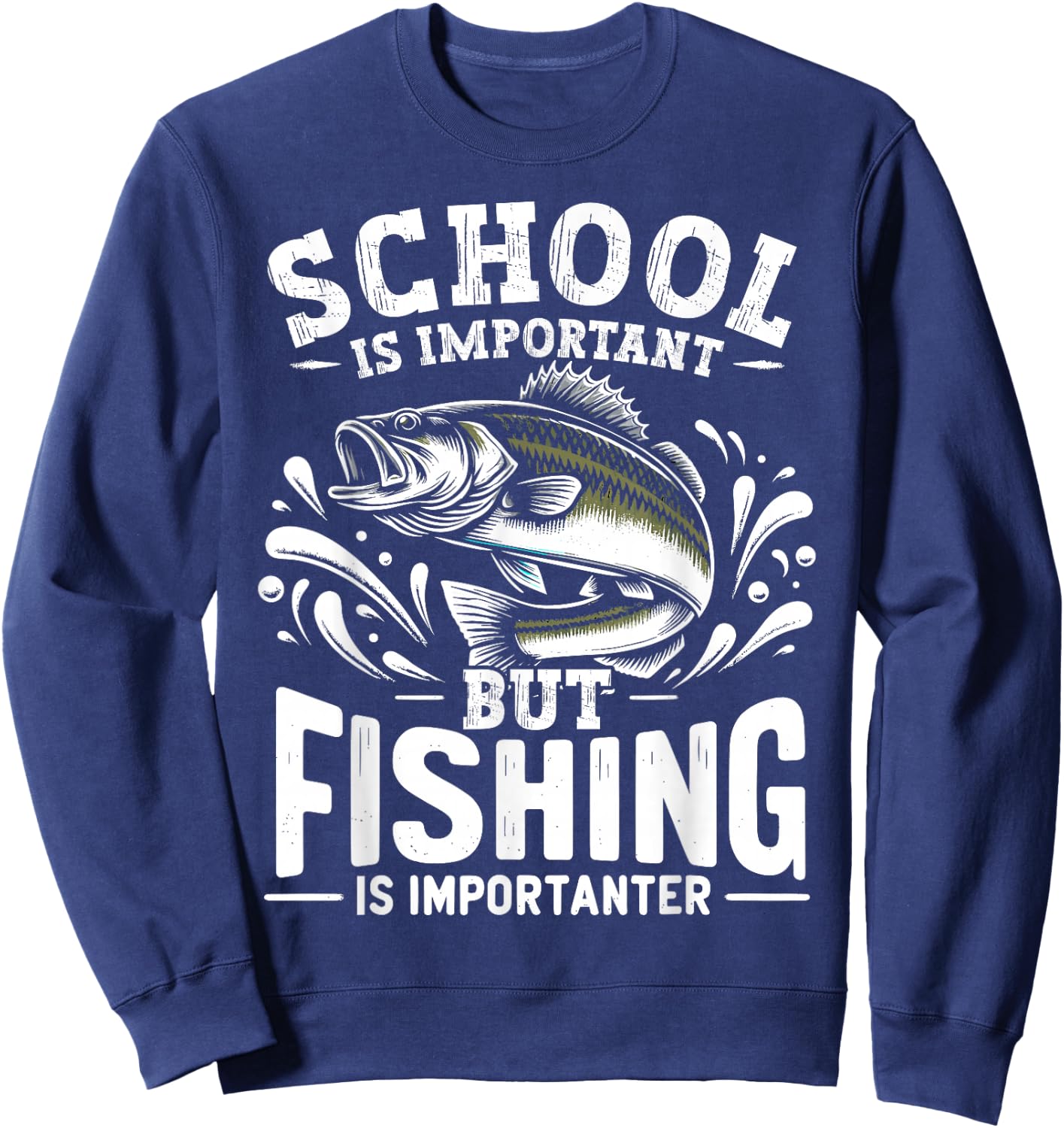 Funny Fishing Fisherman School Is Important But Fishing Sweatshirt - Sweatshirt | Navy