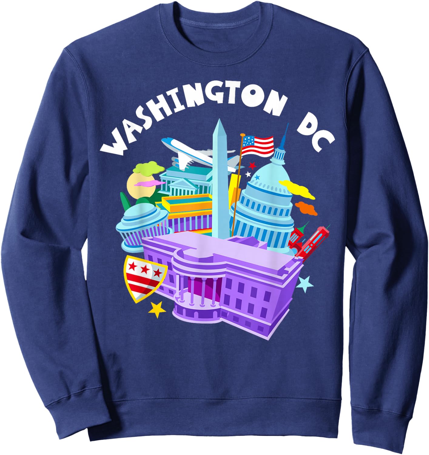 Washington D.C.Vacation Cherry Blossom White House Capitol Sweatshirt - Sweatshirt | Navy