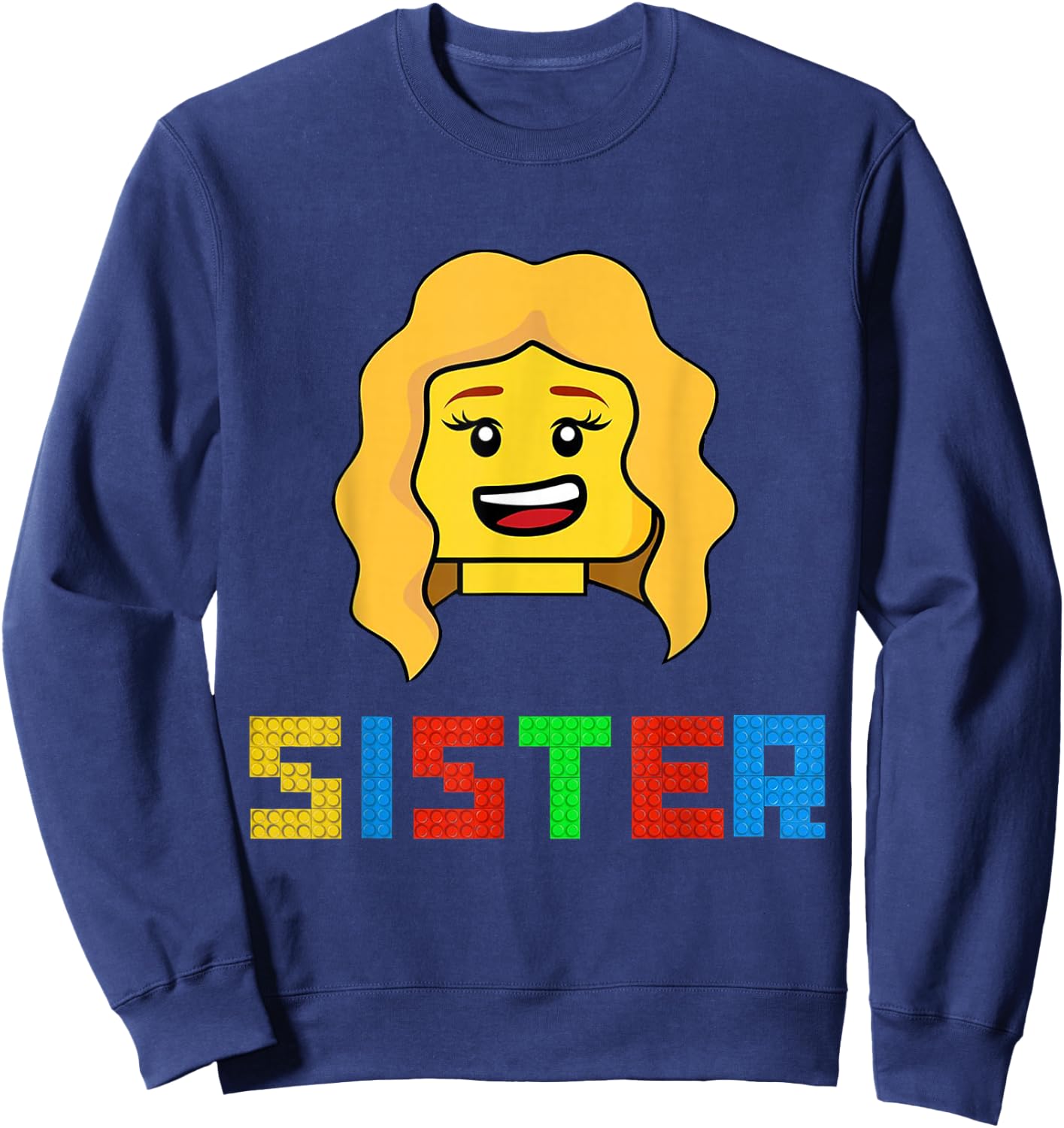 Unique Family Sister Master Builder Building Bricks Blocks Sweatshirt - Sweatshirt | Navy