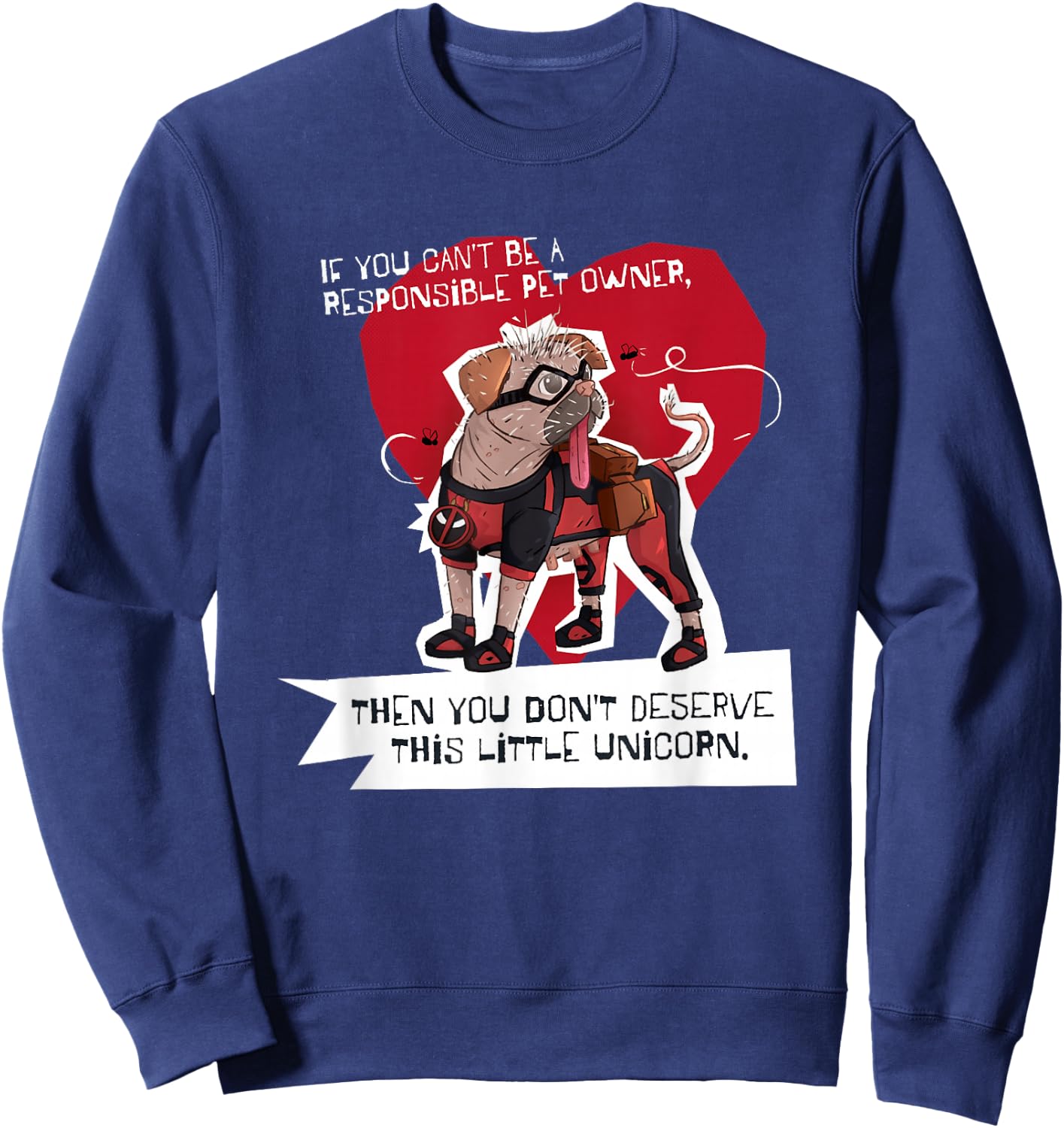 Marvel Deadpool & Wolverine Dogpool This Little Unicorn Logo Sweatshirt - Sweatshirt | Navy